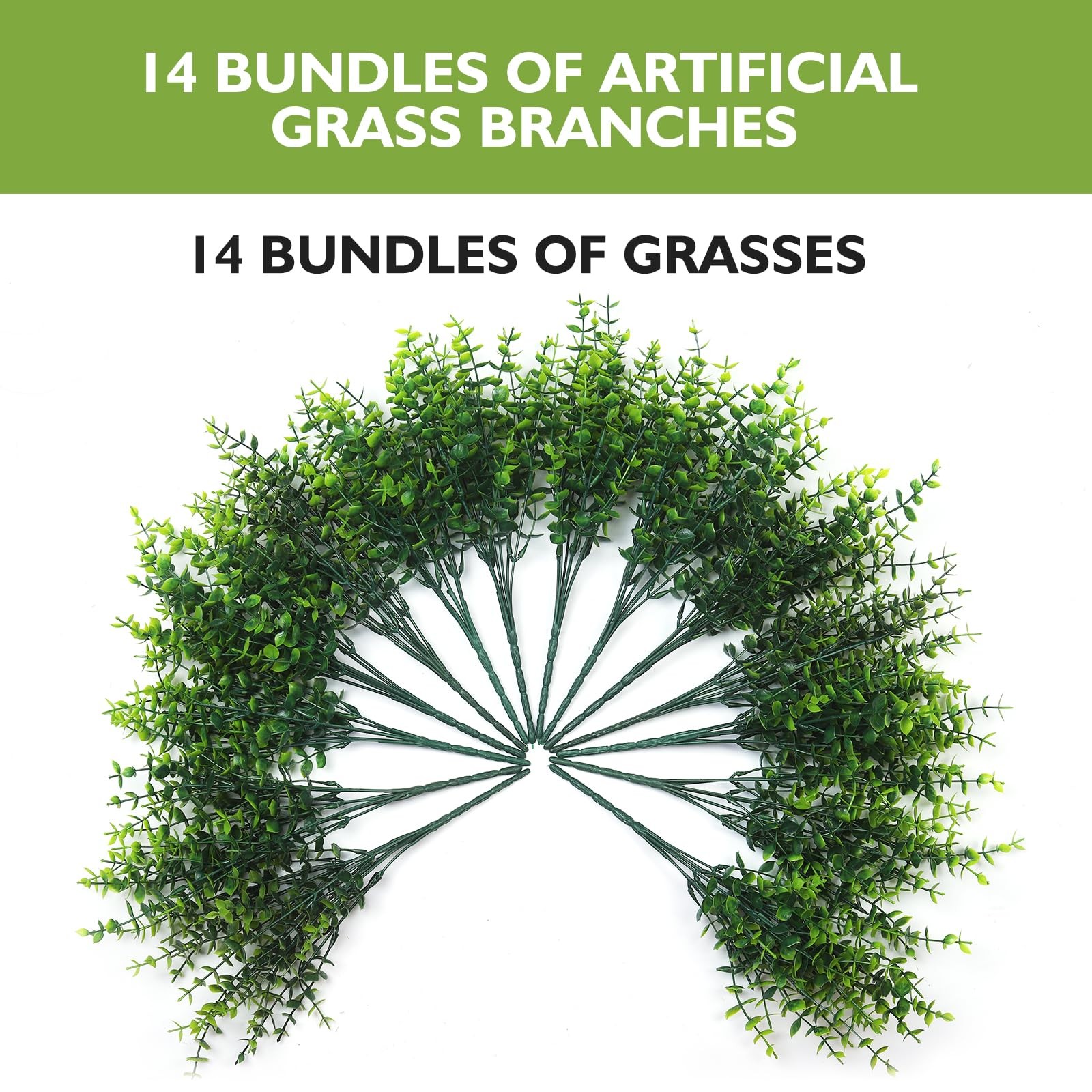 14 Bundles Artificial Grass UV Resistant for Patio Outdoors Fake Faux Silk Pl…
