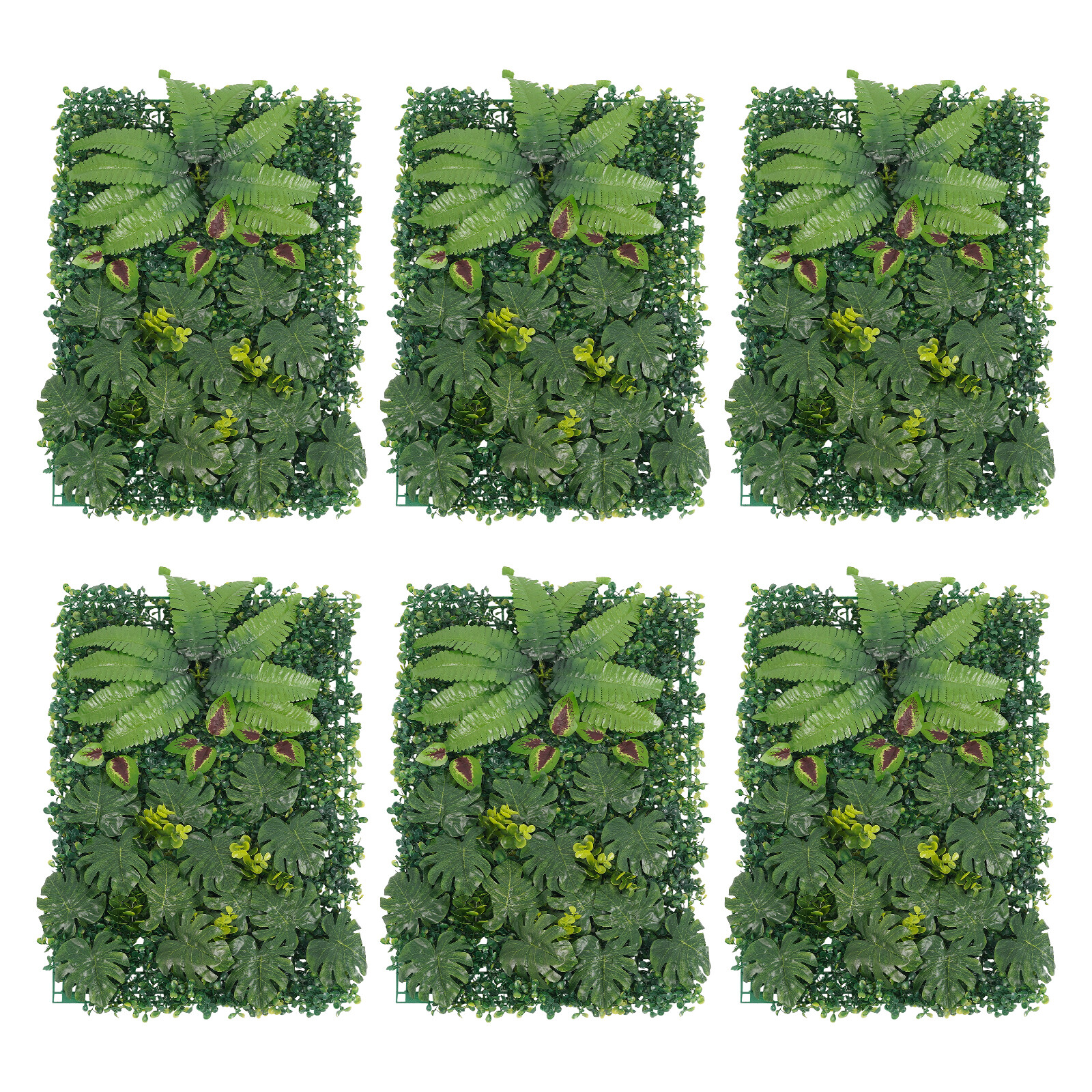 6pcs Artificial Plant Foliage Hedge Grass Mat Greenery Wall Fence Panel Green
