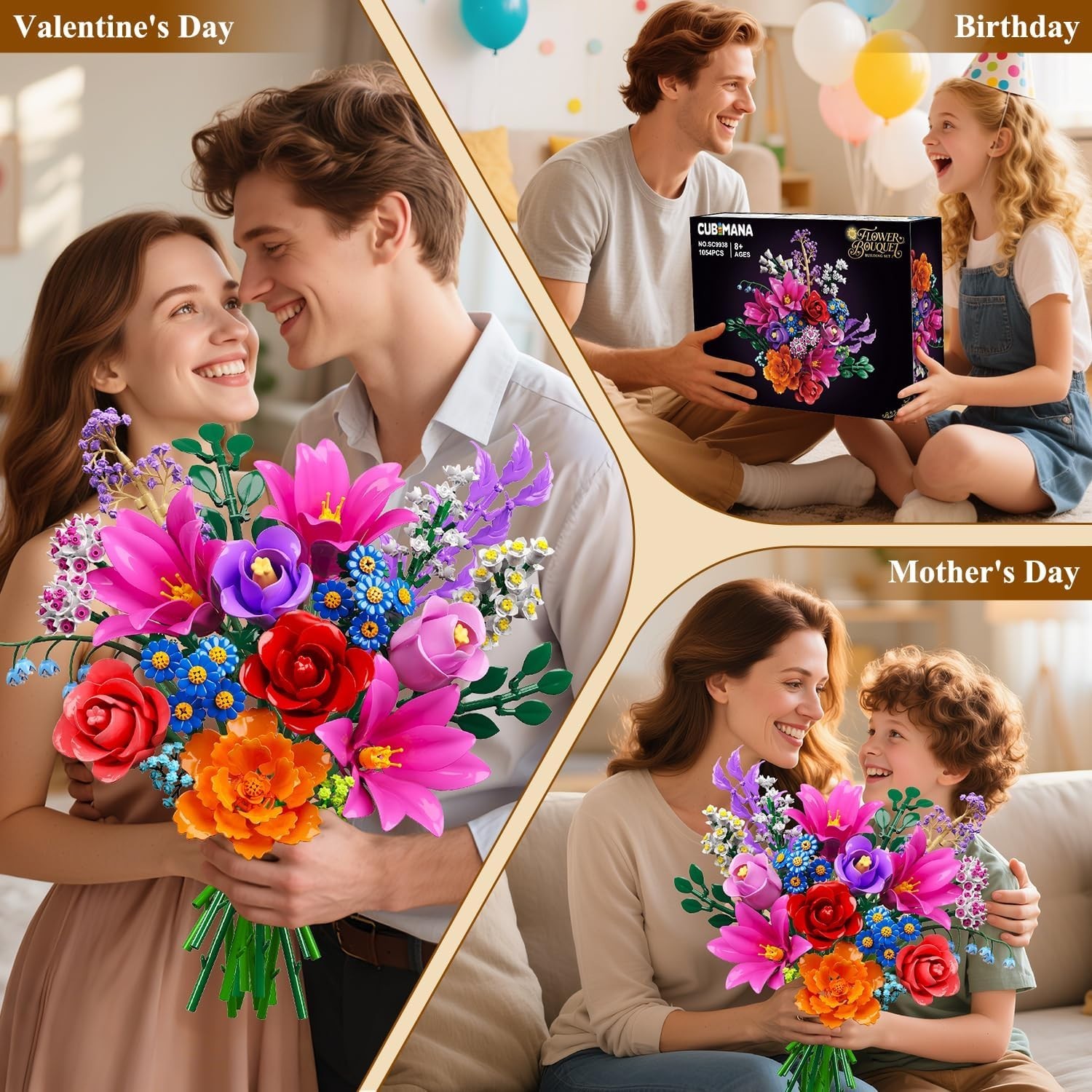 21 Flowers Bouquet Building Set with Light for Adults Girls 8-12+ | Artificia…