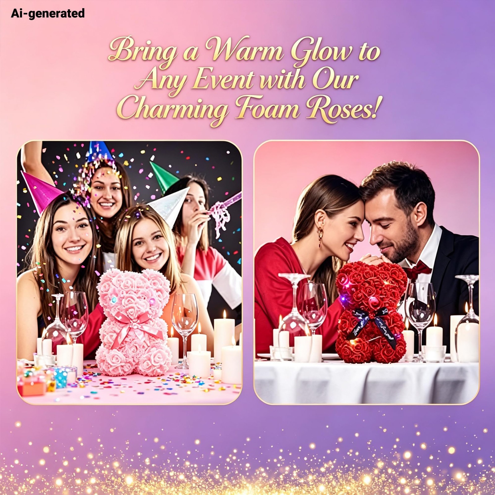 100PCS 1.38in PE Foam Artificial Flowers, Rose