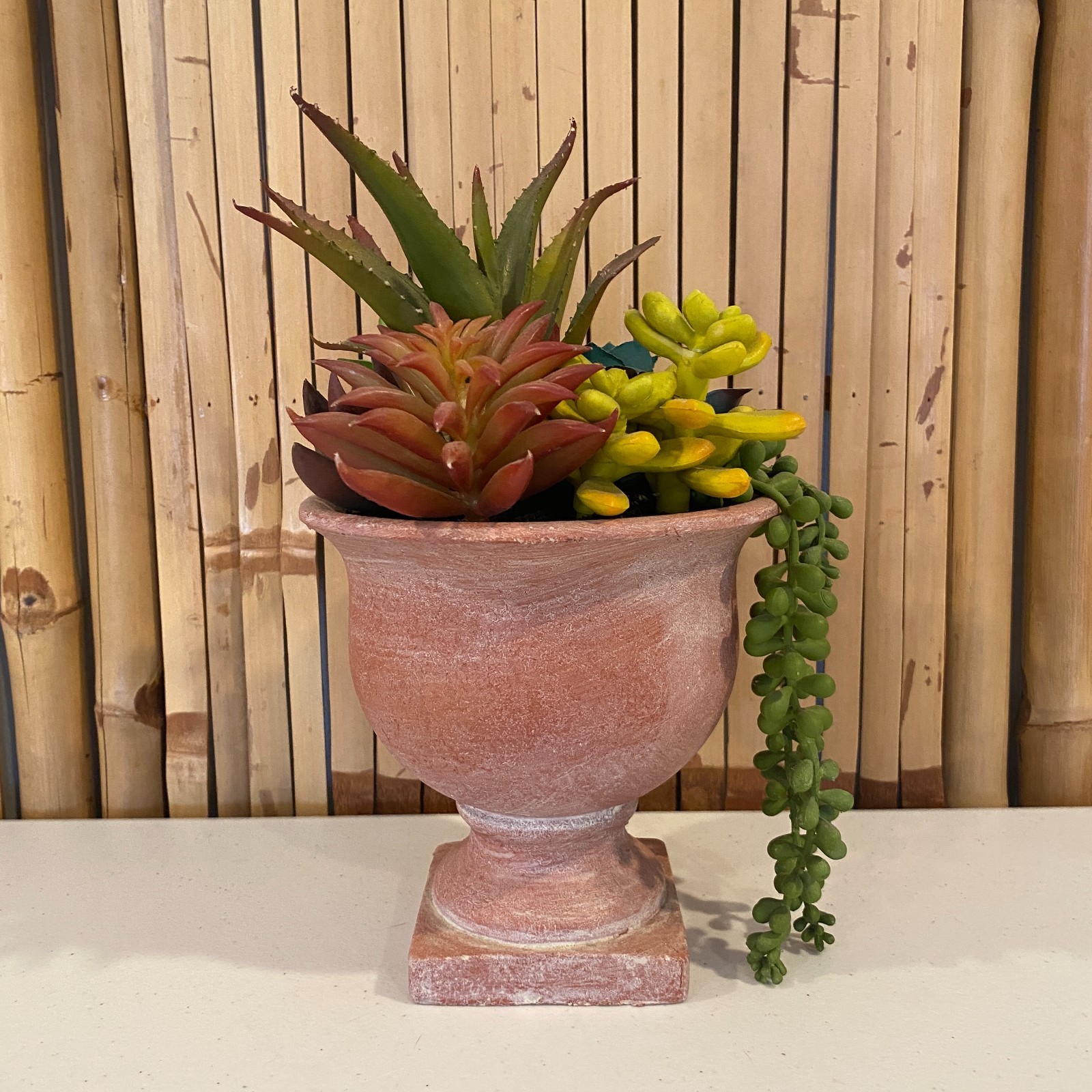 Cottagecore Faux Terracotta Pottery Succulent Arrangement Desert Boho Home Decor