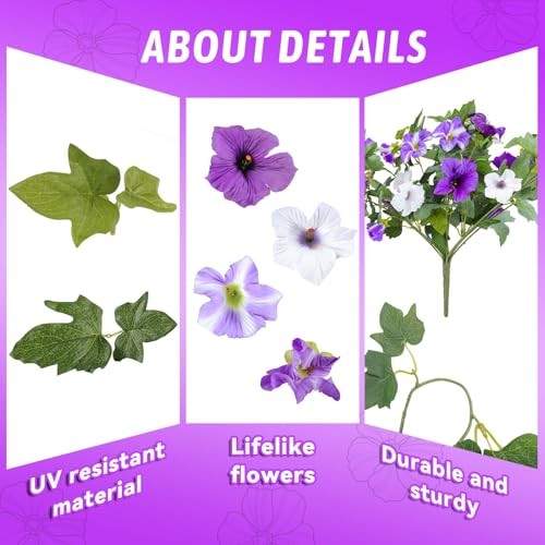 Artificial Fake Flowers for Outdoor Plants Decoration,2 Pcs 2P Purple White