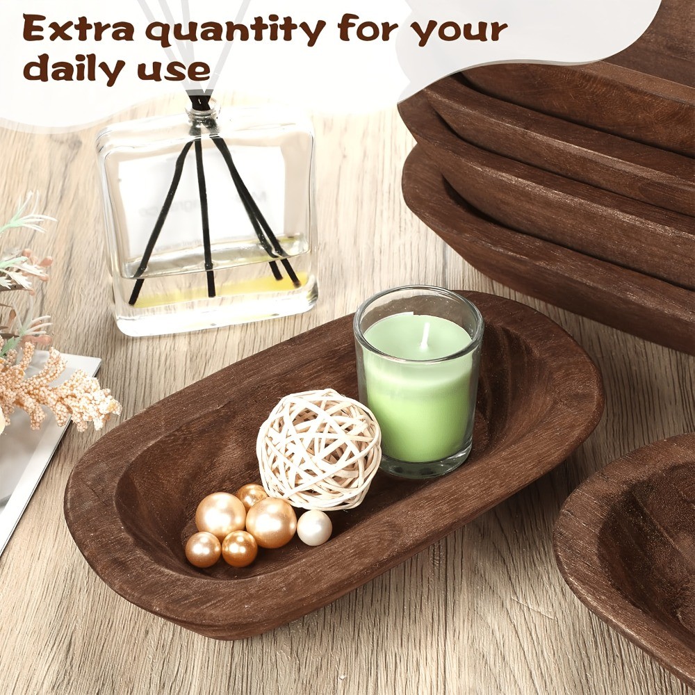 12/8/4pcs Bulk Hand-Carved Paulownia Wood Bowls Suitable for Candle Making