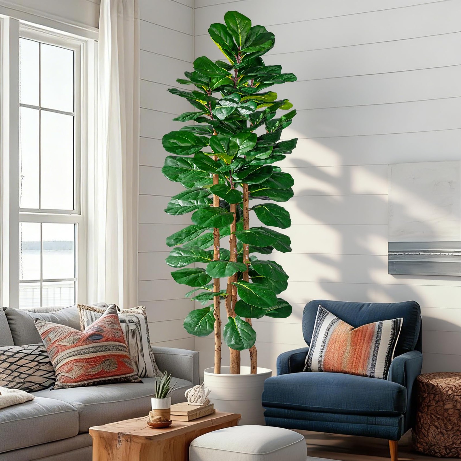 6FT Artificial Fiddle Leaf Fig Tree Faux Plant with Moss Pot