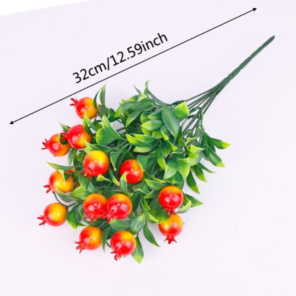 Faux Fruit Plant Plastic 32cm Height 7 Prong Design for Wedding For Hotel Decor