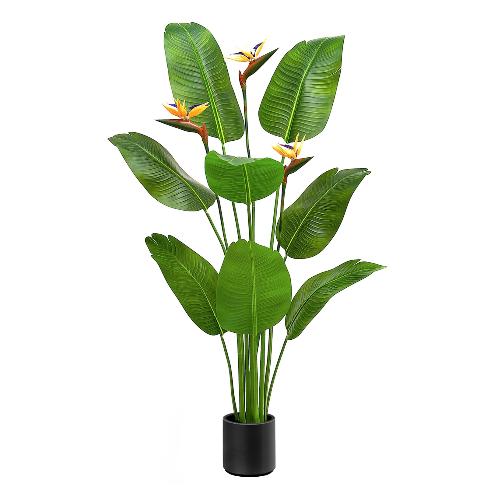 Zyfera 5FT Artificial Bird of Paradise Plant with Flowers, Tall Tropical Fake…