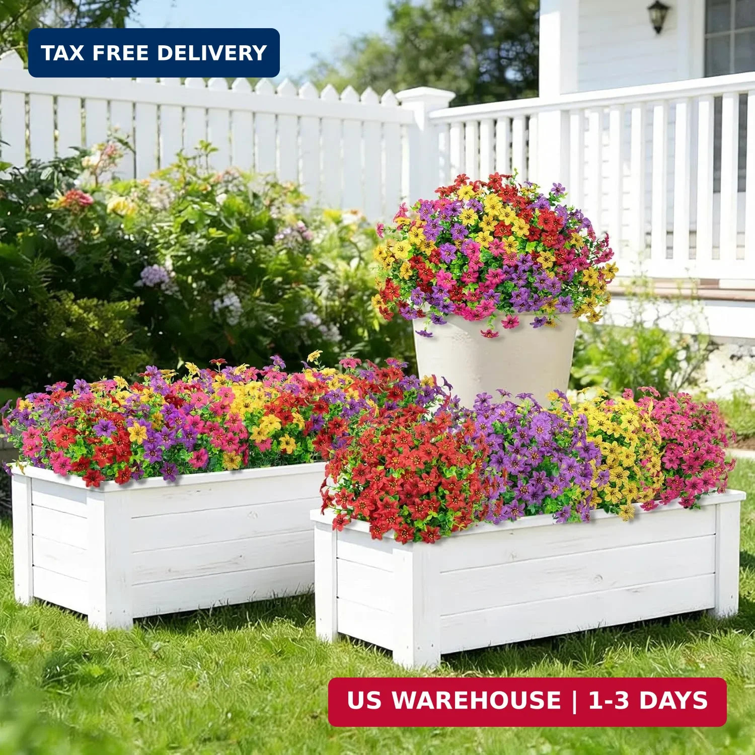 20 Bundles Artificial Flowers for Outdoors, Fake Silk Flowers UV Resistant Faux