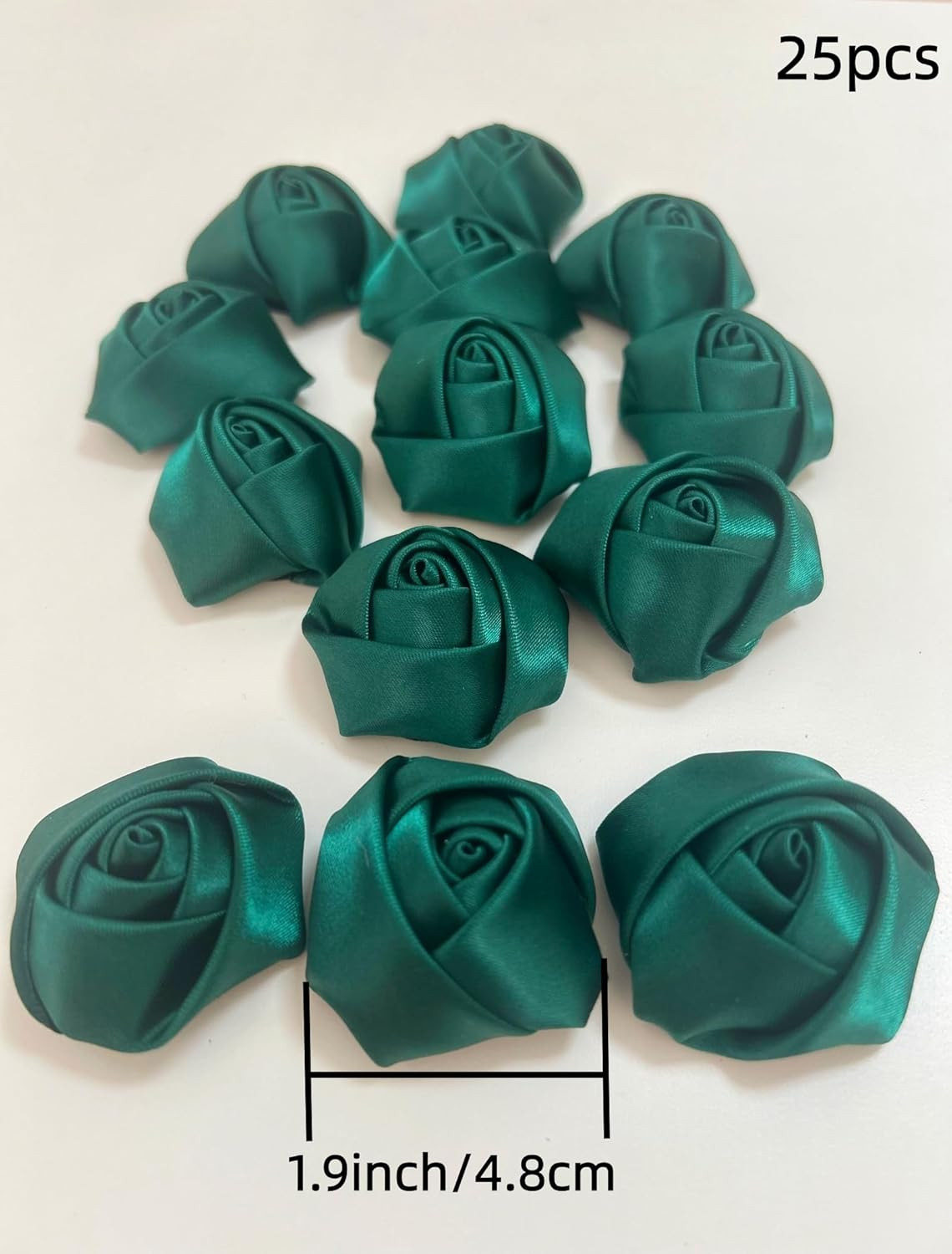 2″/5Cm Pack of 25 Satin Ribbon Roses Artificial Flower Heads for DIY Crafting Ac