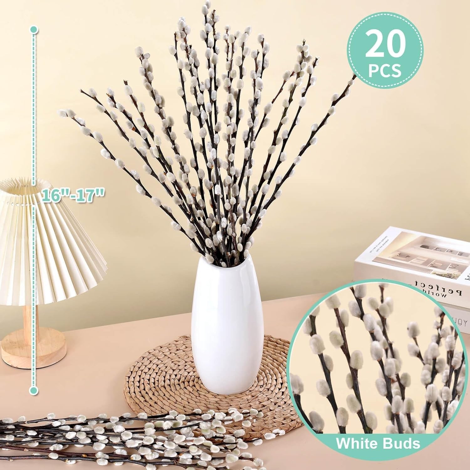 Real Dried Pussywillow Branches 20 Stems White Flowers Natural Greenery Home Dec