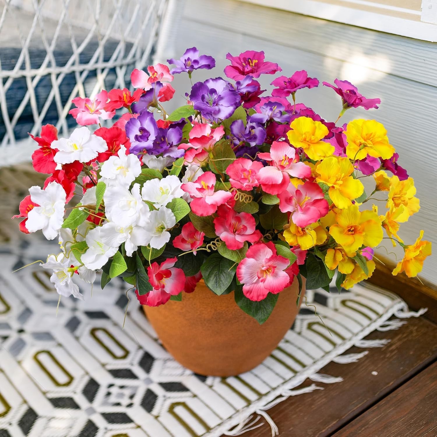 Hibiscus Artificial Flowers Plants for Outdoors Summer Decoration, 6 Bundles …