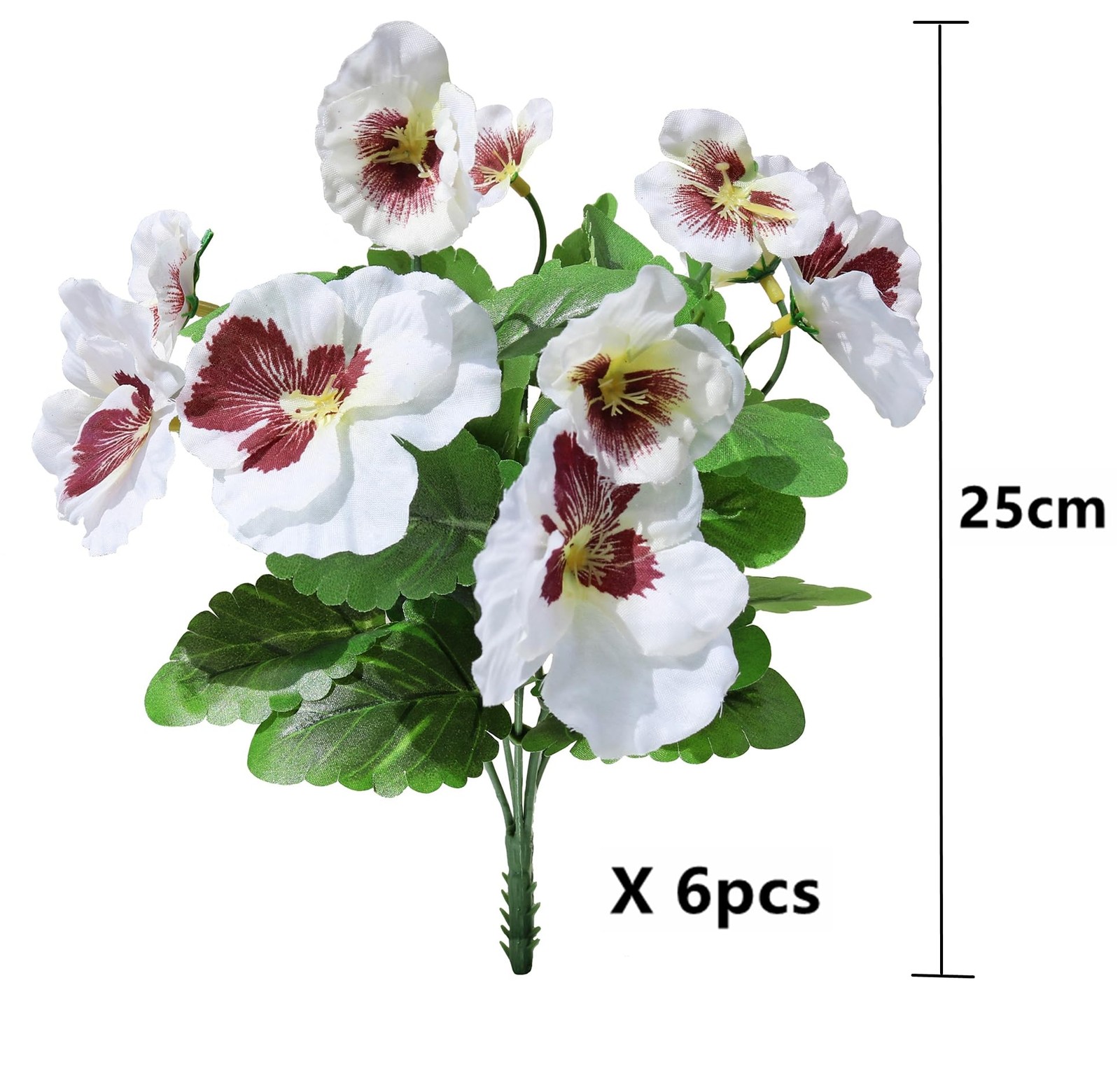 6PCS UV Resistant Artificial Flowers Artificial Pansy Bushes Faux Plastic Flo…