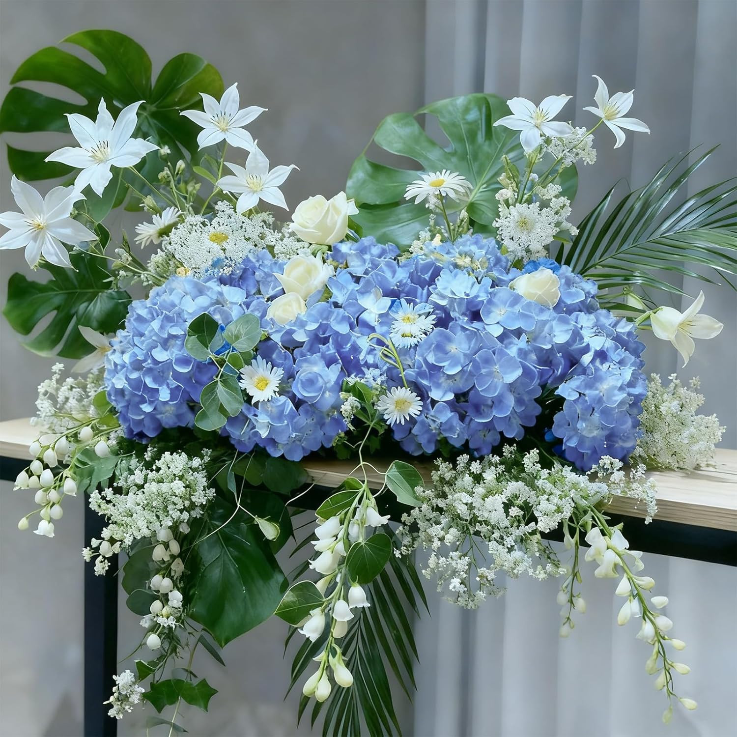 20 Pcs Blue Hydrangea Artificial Flowers Bulk, Faux Hydrangea Flowers Heads, Art