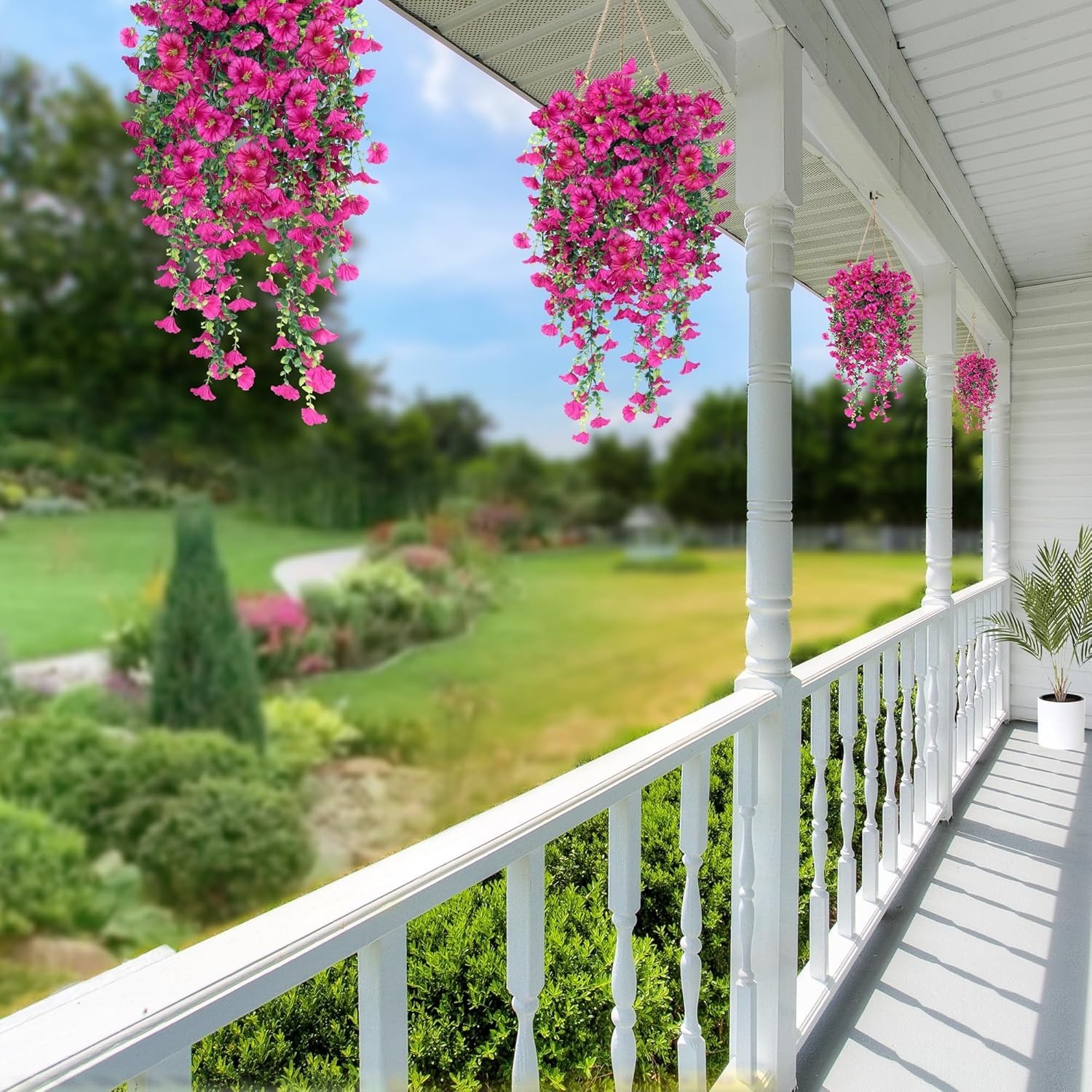 Artificial Fake Hanging Flowers Plants Outdoor Outside Summer Decoration 2PCS