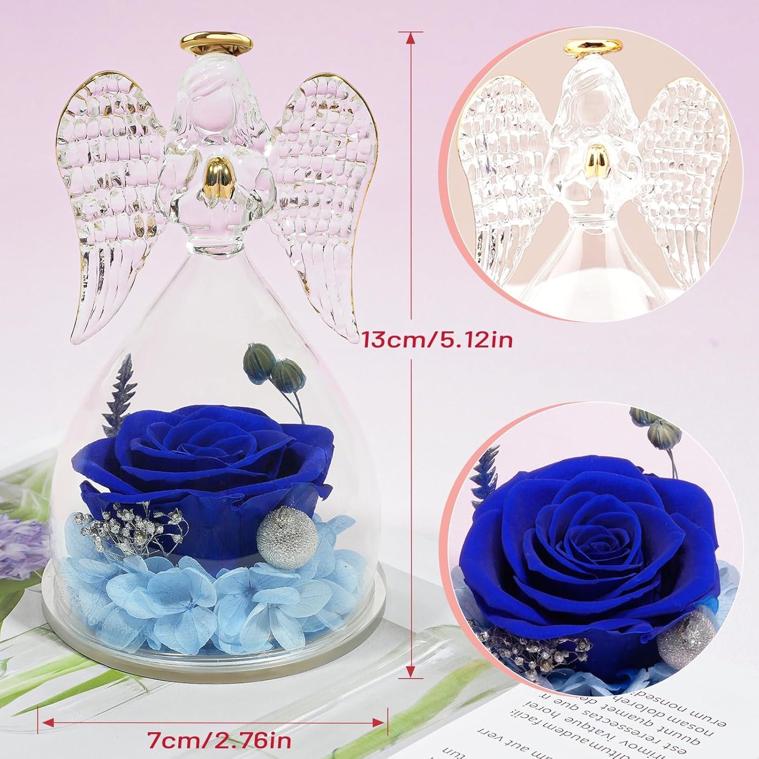 Preserved Flowers Rose Gifts for Mom, Angel Figurines Forever Real Rose Mom Birt
