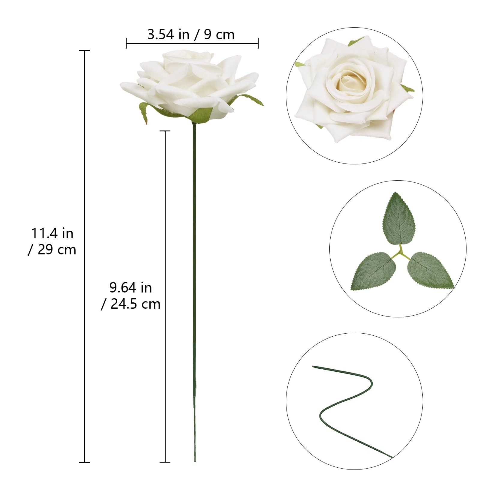 18pcs Ivory Artificial Roses Flower Heads Bulk Realistic White Velvet Faux Ro…