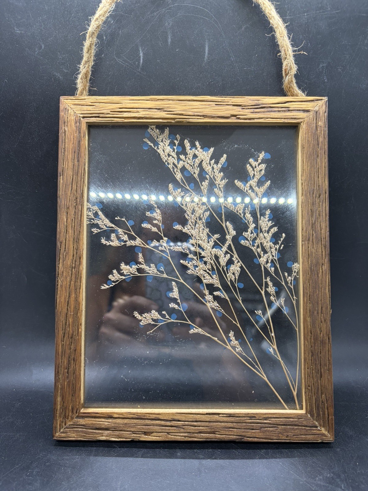 Pressed Dried Flowers in Double Glass Floating Wood Frame