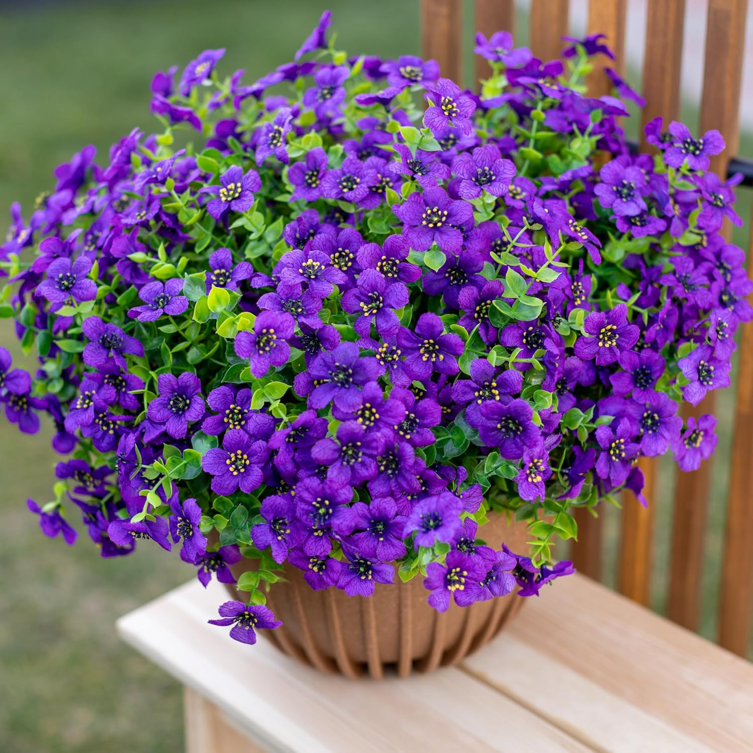 AXYLEX Artificial Flowers for Outdoors, 16 Bundles Fake Plants (Purple) | UV res
