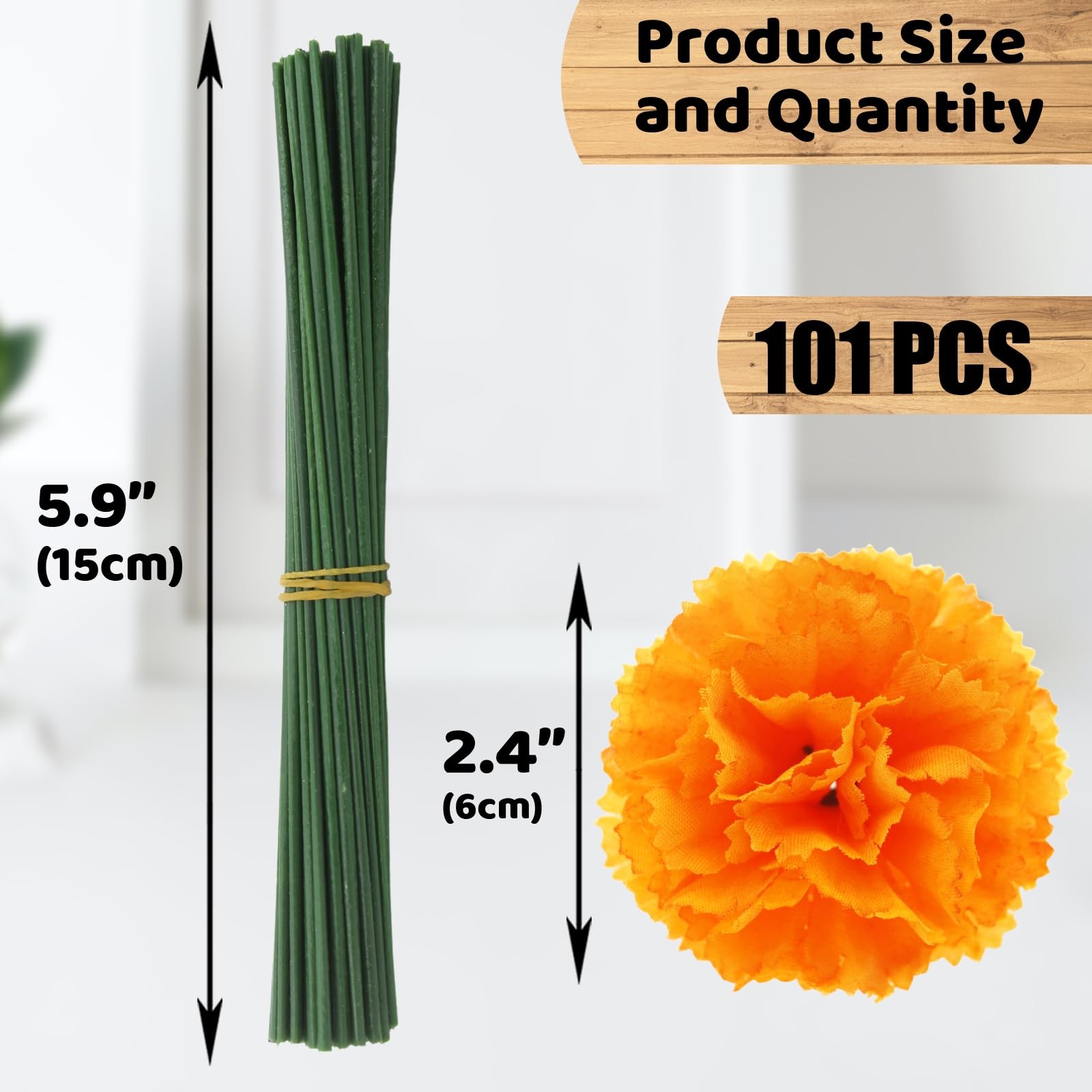 101 Pcs Marigold Flower Heads Bulk, Silk Marigolds with Stems Artificial Mexi…