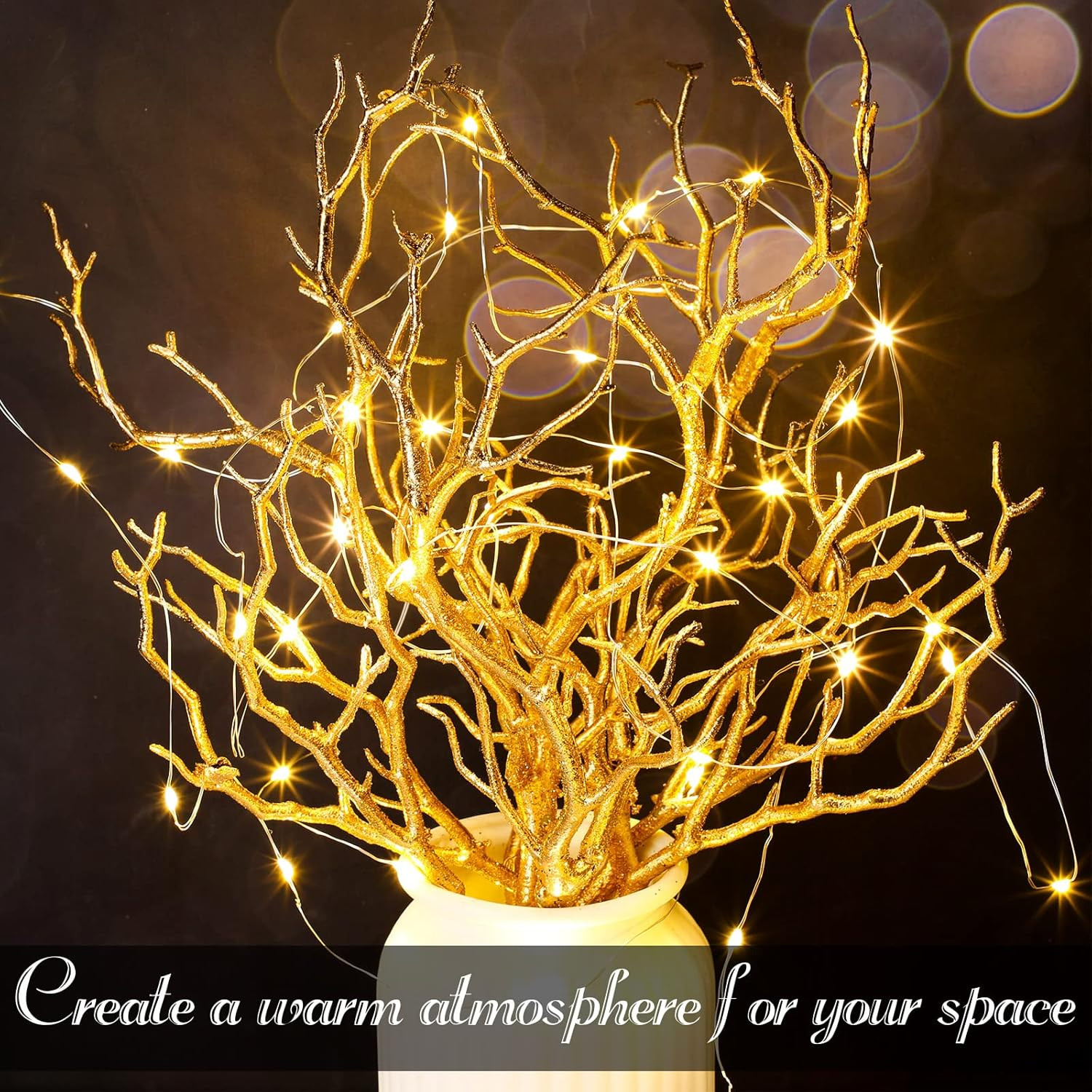Geosar 13.8 Inch Small Manzanita Branches Plastic Faux Branches Artificial Antle