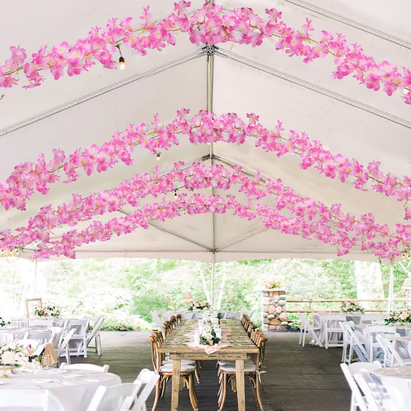 2 Pcs Artificial Cherry Blossom Flower Vines Cherry Blossom Garland 18.48 ft …