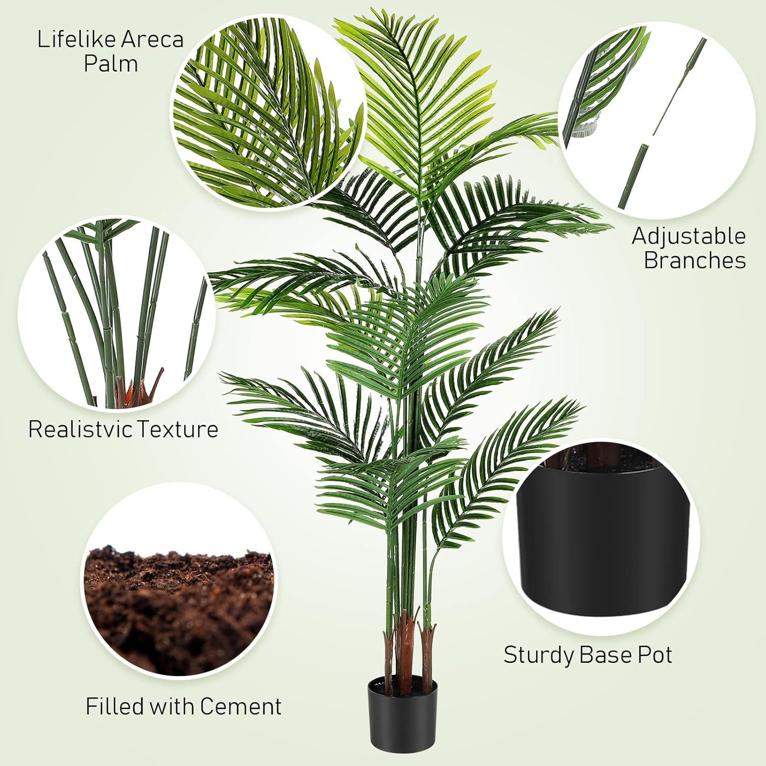 4 Pack Artificial Palm Trees – 4ft & 5ft Faux Plants for Home & Office Decor