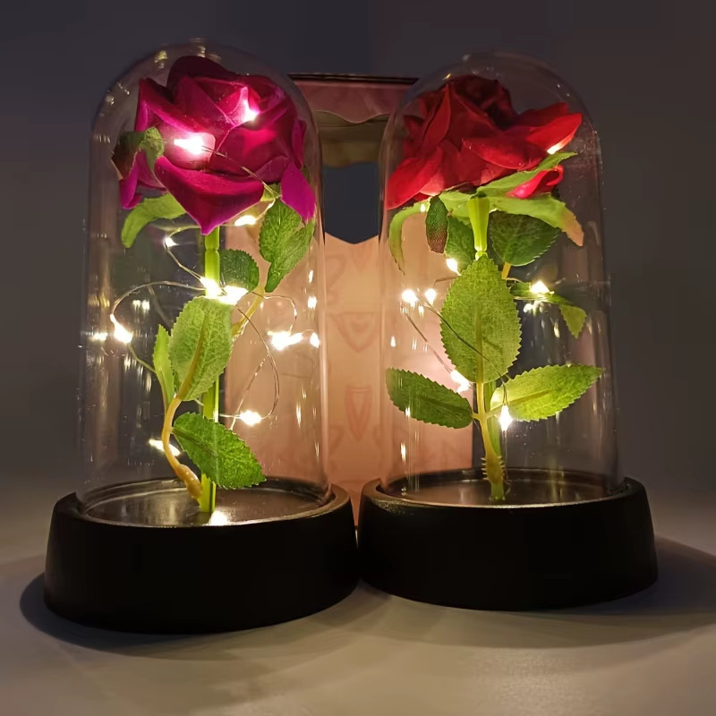 Wedding Birthday Valentine Day Gift Eternal Rose Flower Colorful Luminous Orname
