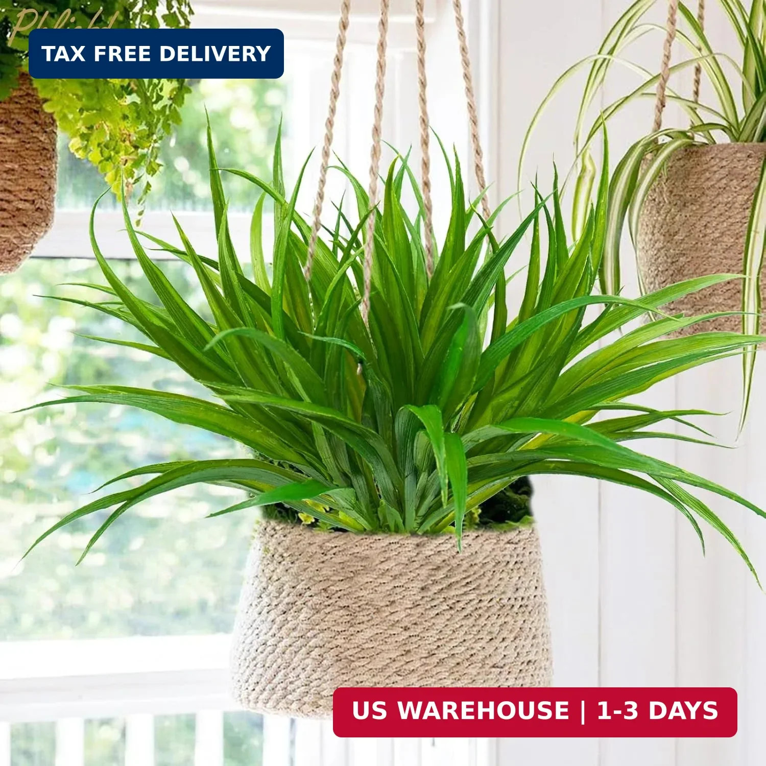 6Pcs Artificial Grass Fake Plants 17.3in 16 Leaves Outdoor Fake Grass UV Resista