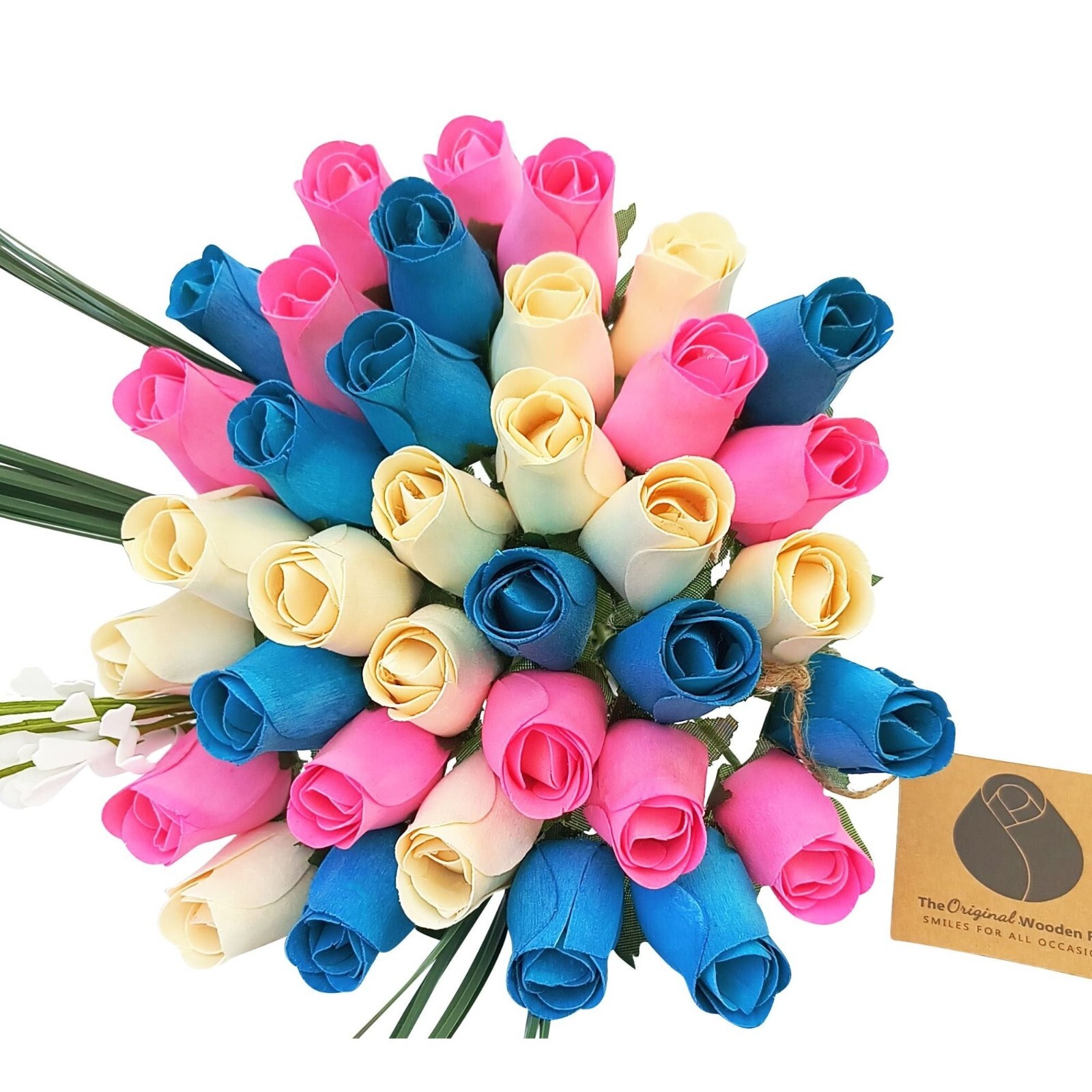Gender Reveal Flower Bouquet. The Original Wooden Rose 1, 2, 3 Dozen