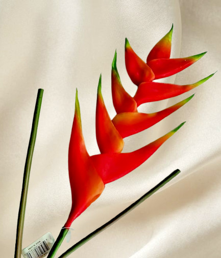 Large ARTIFICIAL heliconia stem ORANGE