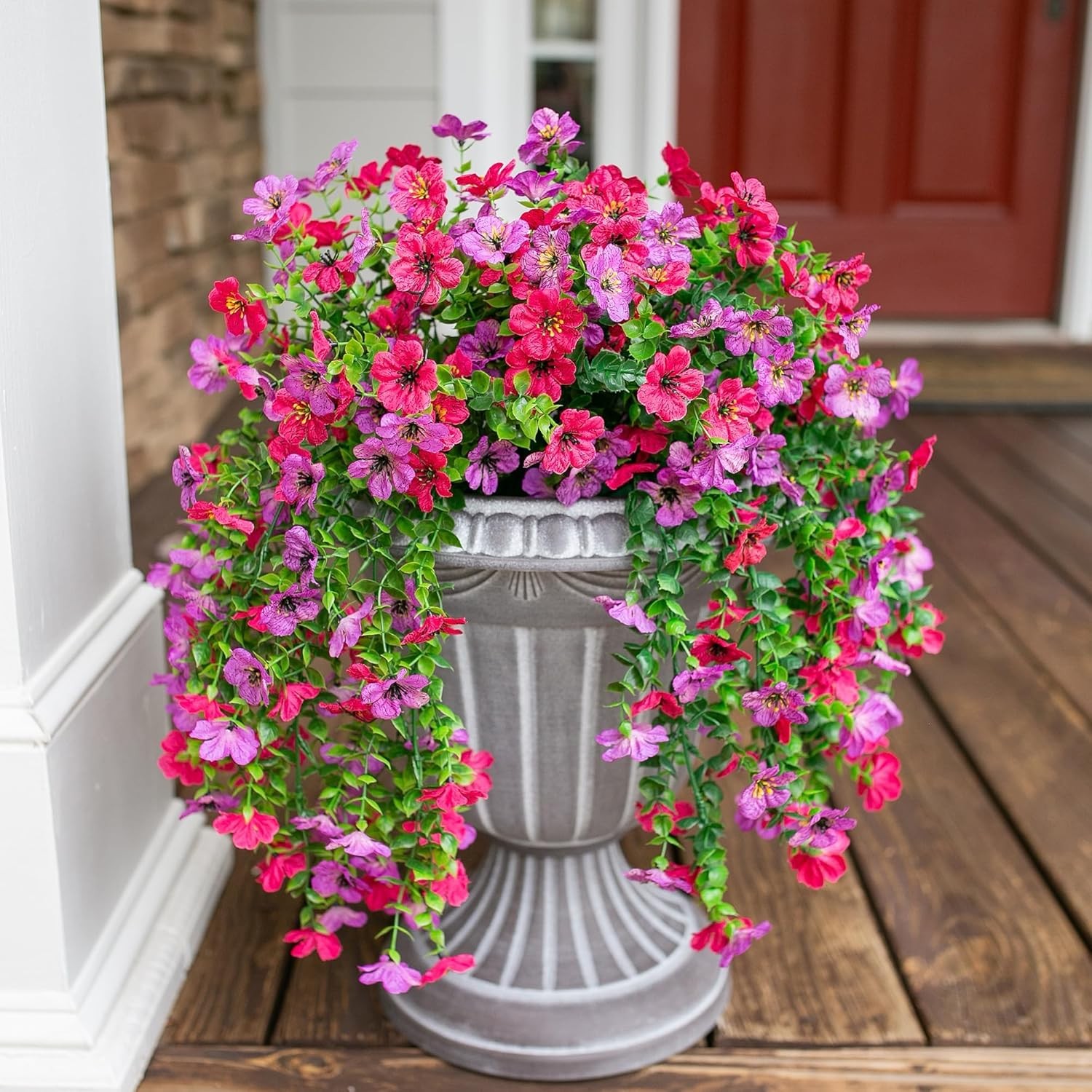 Outdoor Realistic Artificial Flower Decorations, Set of 2 in Purple and Pink