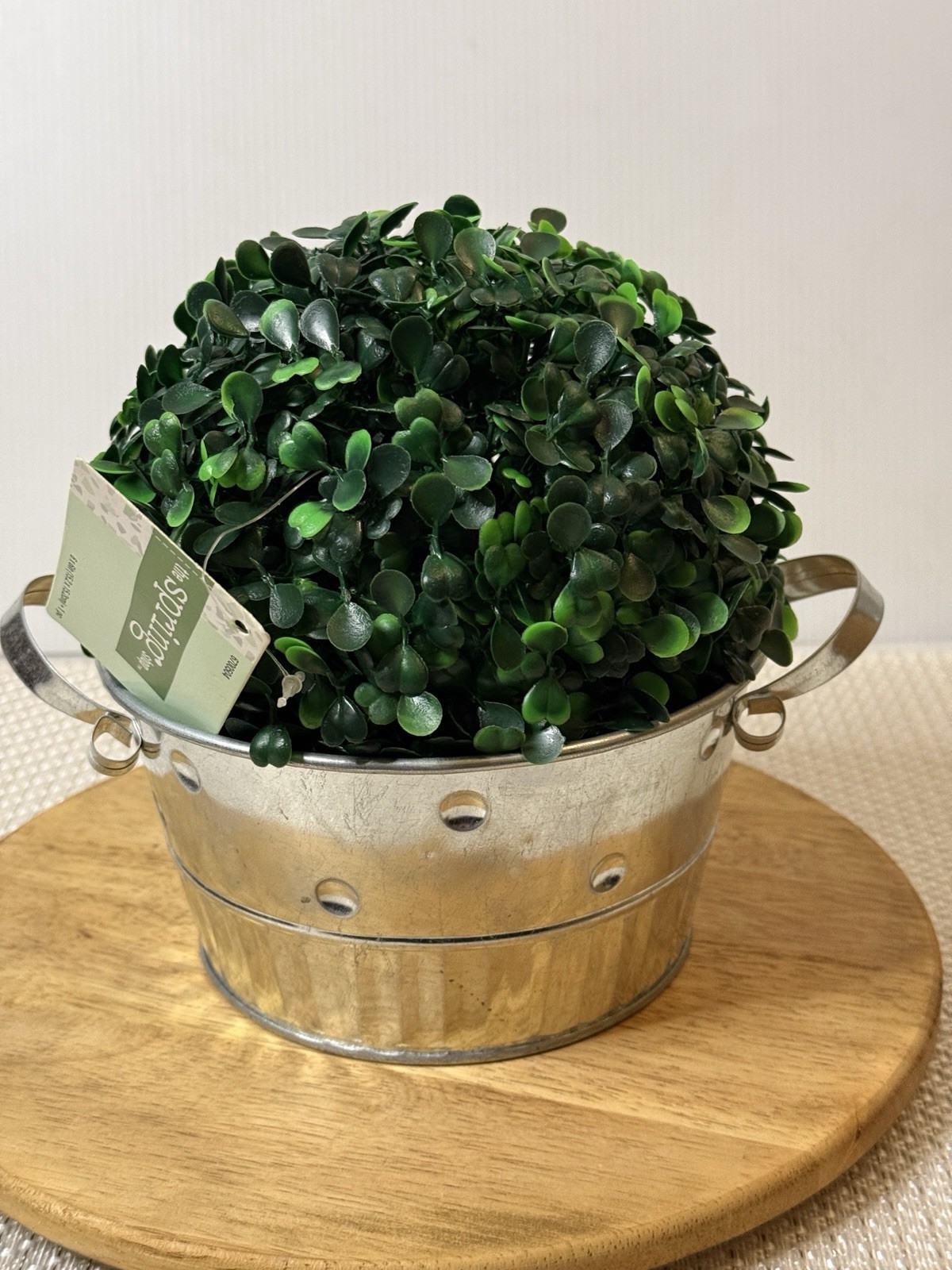 Hobby Lobby Artificial 6 x 6 Greenery Sphere Round AND Metal Pail Container New