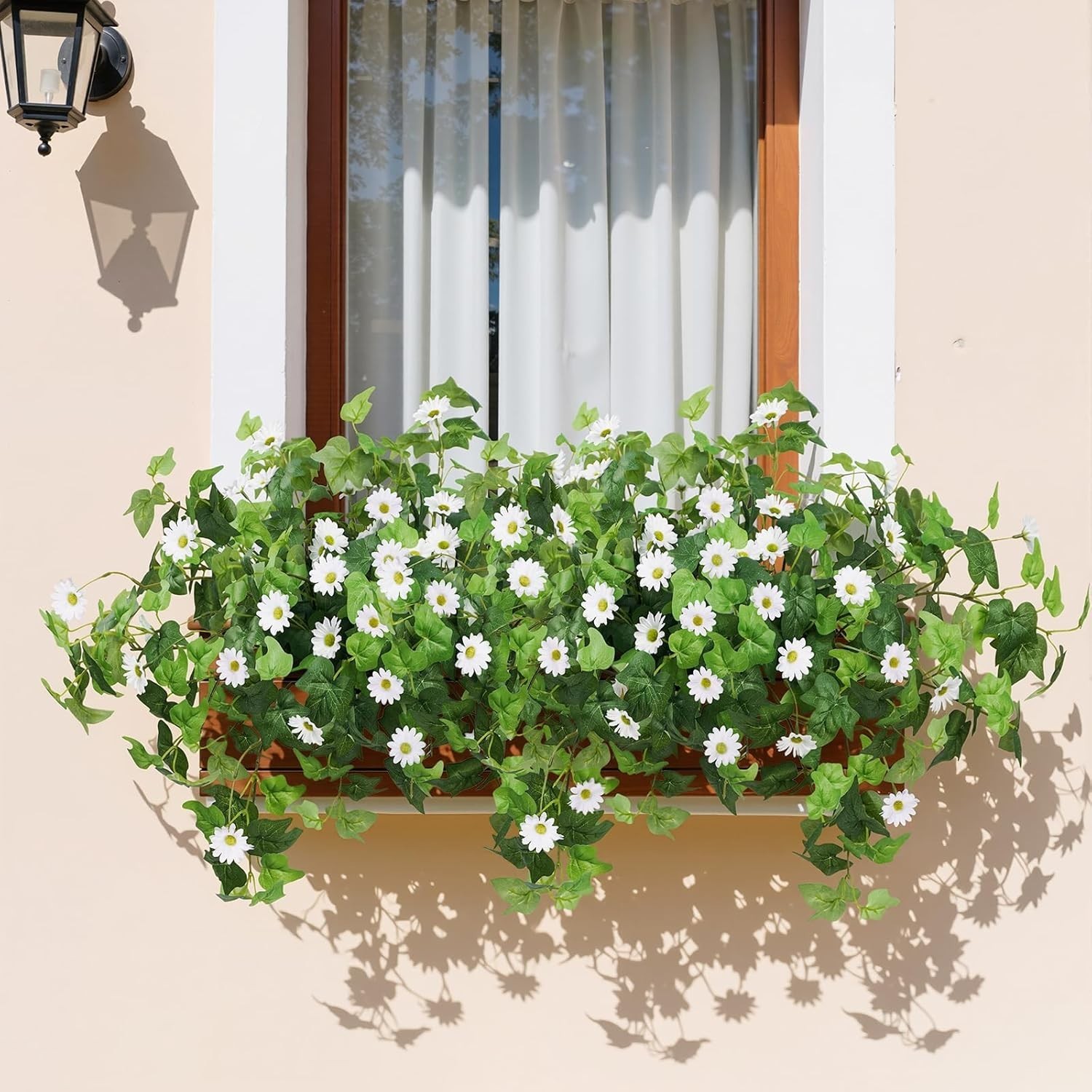 2 Pack Artificial Hanging Flowers with Baskets for Outdoors UV Resistant Fake…