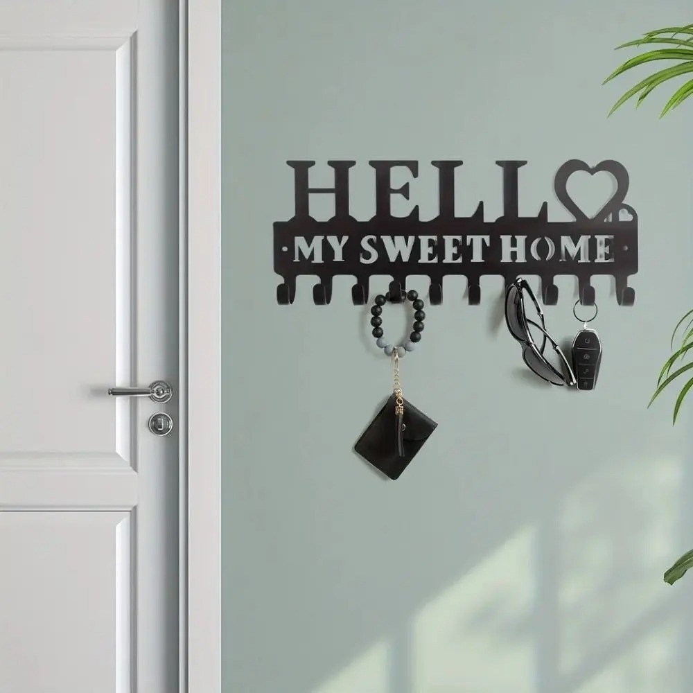 CIFbuy Iron Wall Key Holder Shelf Hook – Black Entryway Hanging Organizer Decor