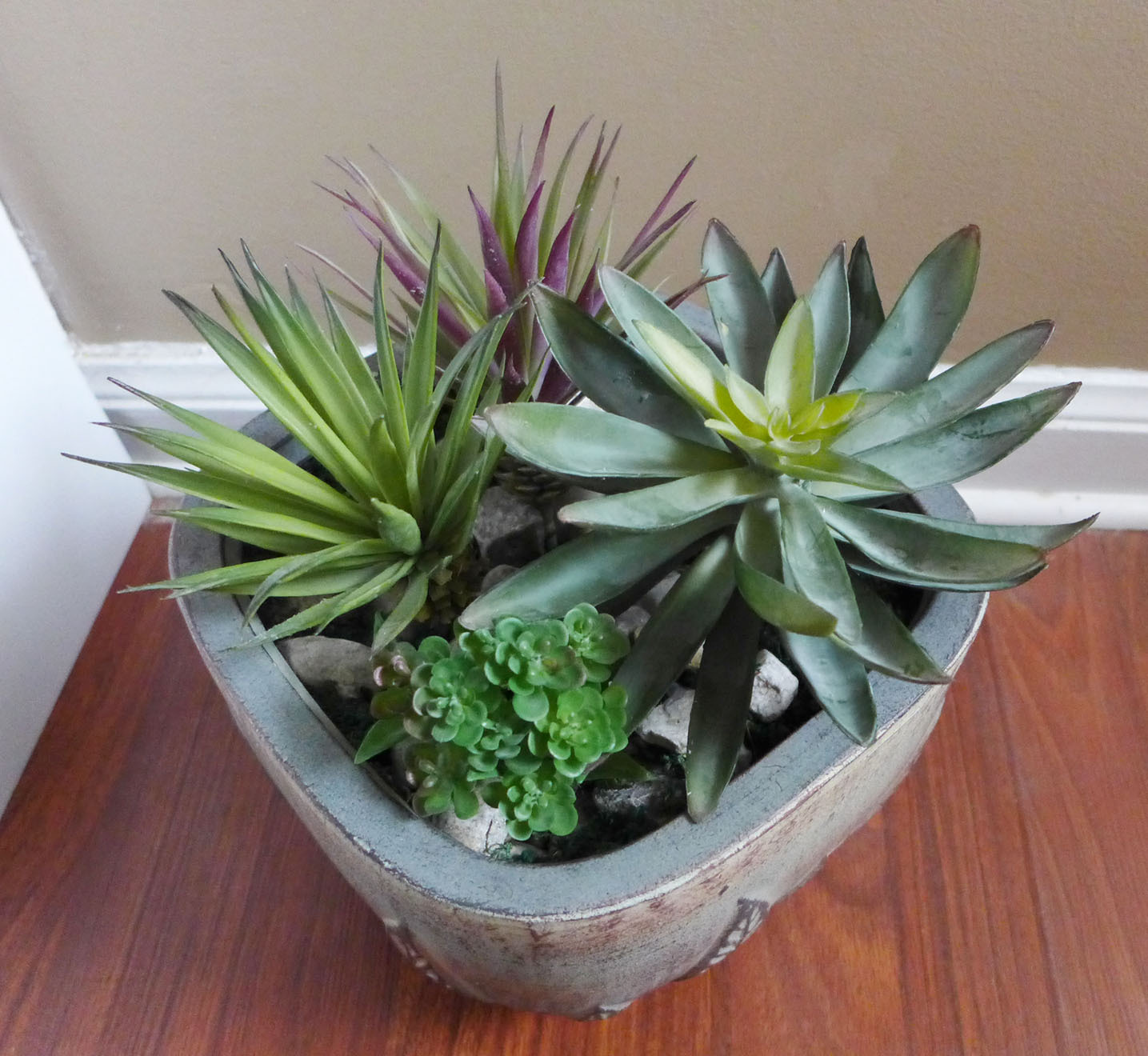 Artificial Snow Lotus Agave Succulents Plastic Plants Set of 4