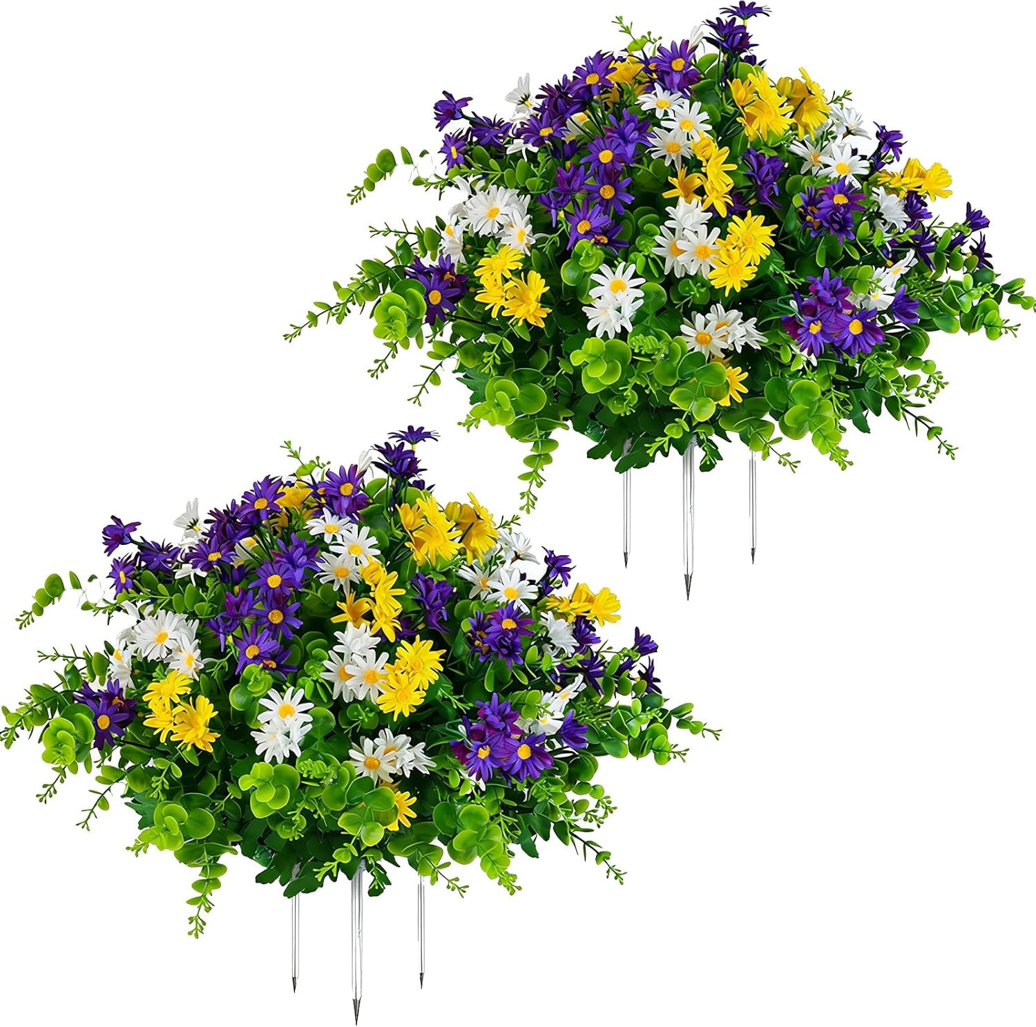 20” UV Resistant Artificial Daisy Topiary for Outdoor Decor & Planters