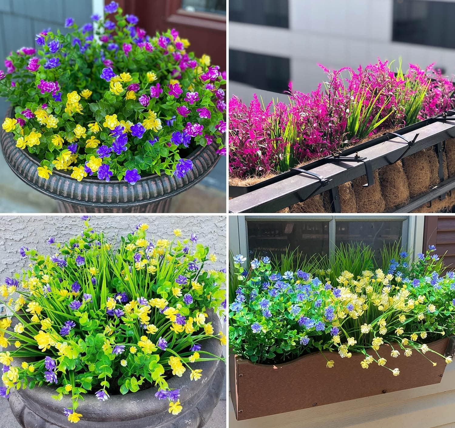 Lifelike 12-Pack Faux Flowers – UV Resistant, Perfect for Porches & Windowsills