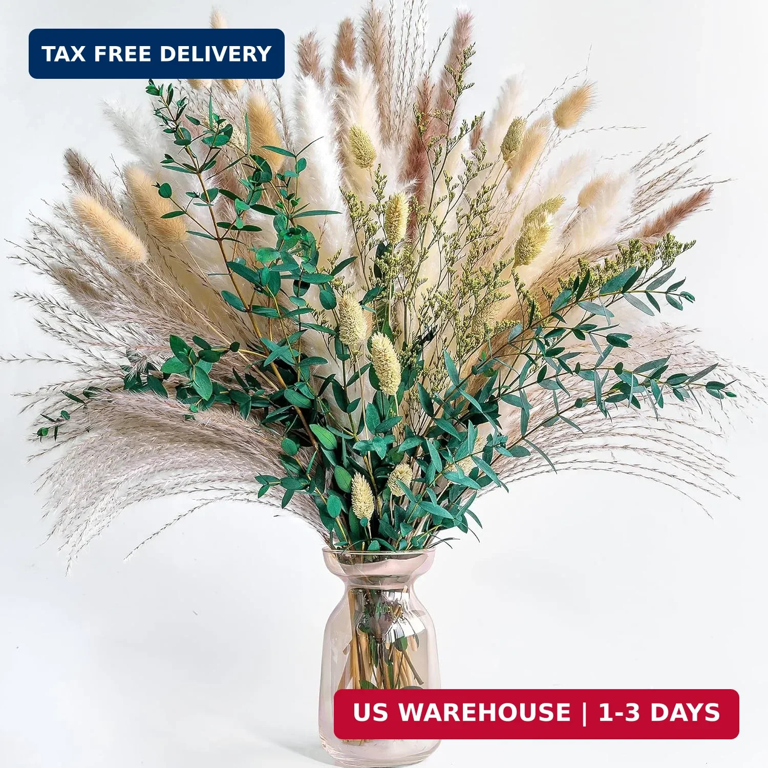 Green Pampas Grass Bouquet – Boho Home & Wedding Floral Arrangements – Dried Pam