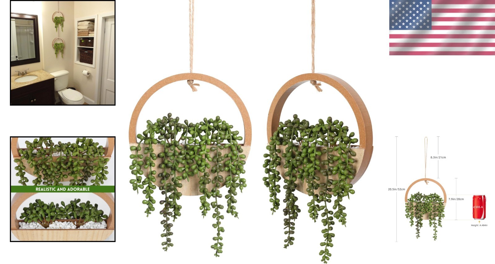 Vibrant Fake Hanging Plants – 8.3” Lanyard Included