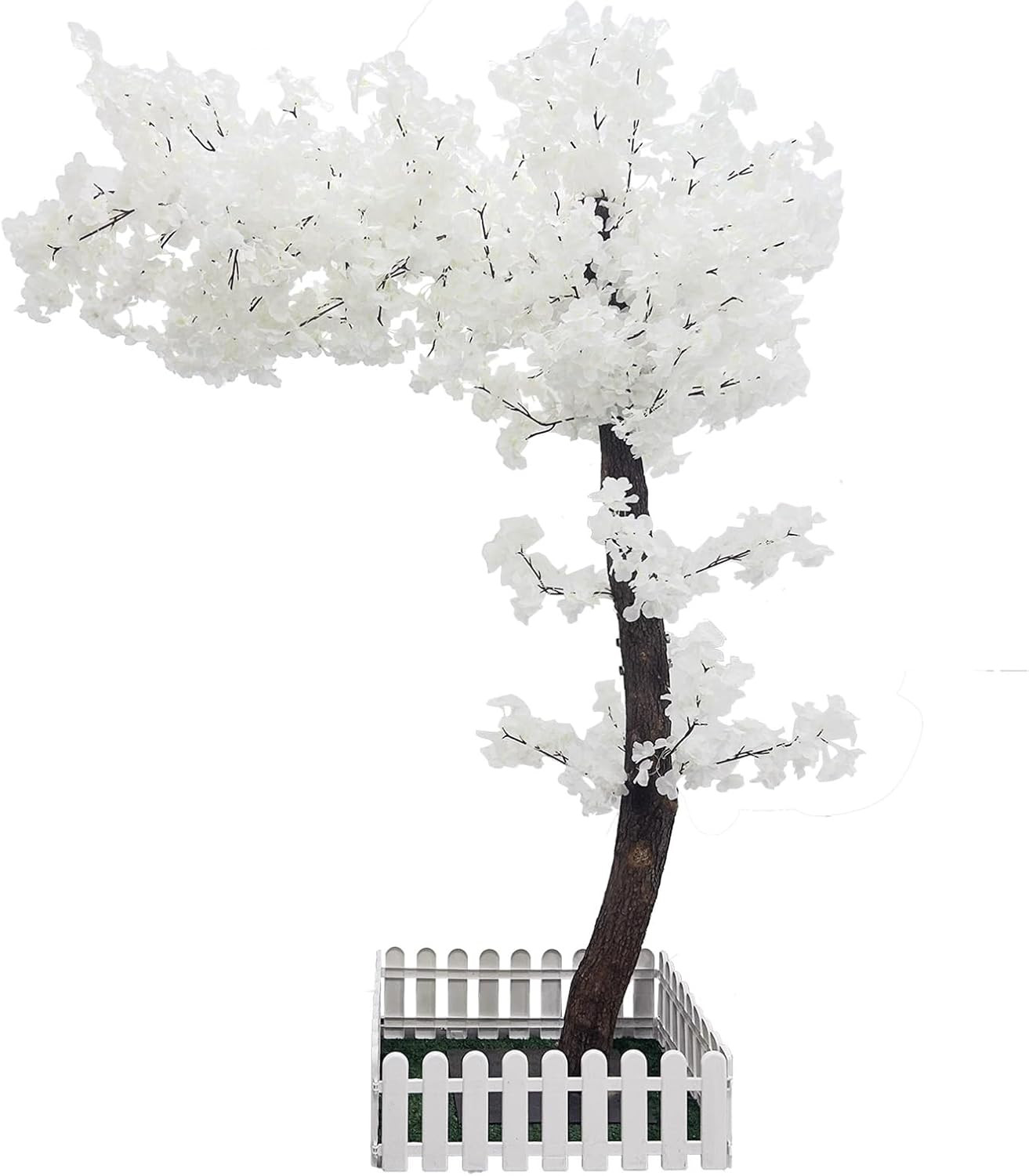 5.2 Ft White Cherry Blossom Tree with Lights – Faux Silk Decor for Home & Weddin