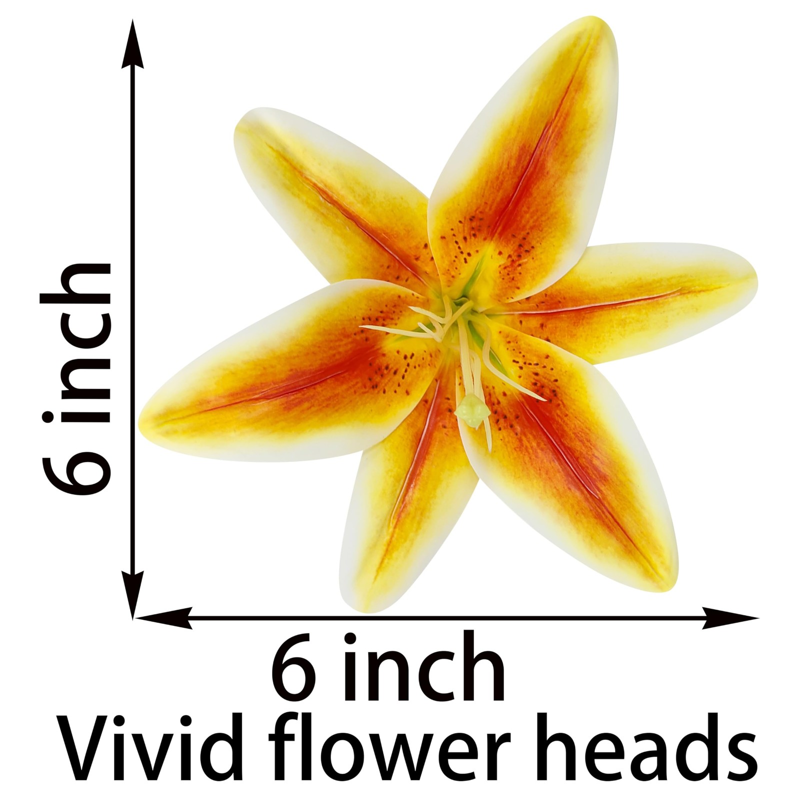 Orange Lily Artificial Flowers,6 Pcs Faux Lilies Flowers,23 Inch Long Stem Ti…