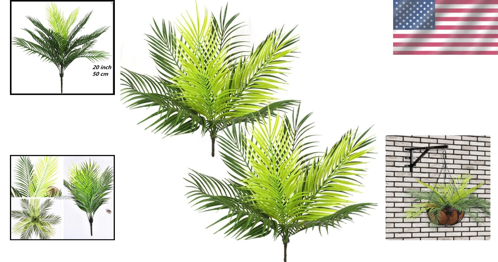 Elegant 20-Inch Artificial Palm Tree – UV Resistant Faux Tropical Plants, 2 Pack