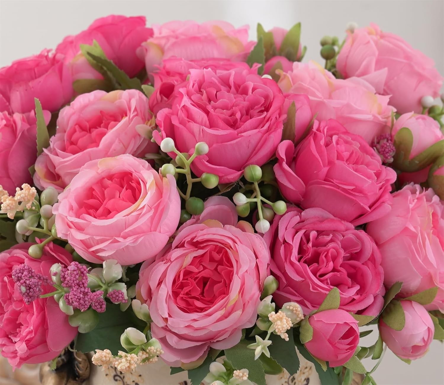 2 Packs Rose Pink Silk Peonies: Artificial Flowers for Weddings & Home Decor