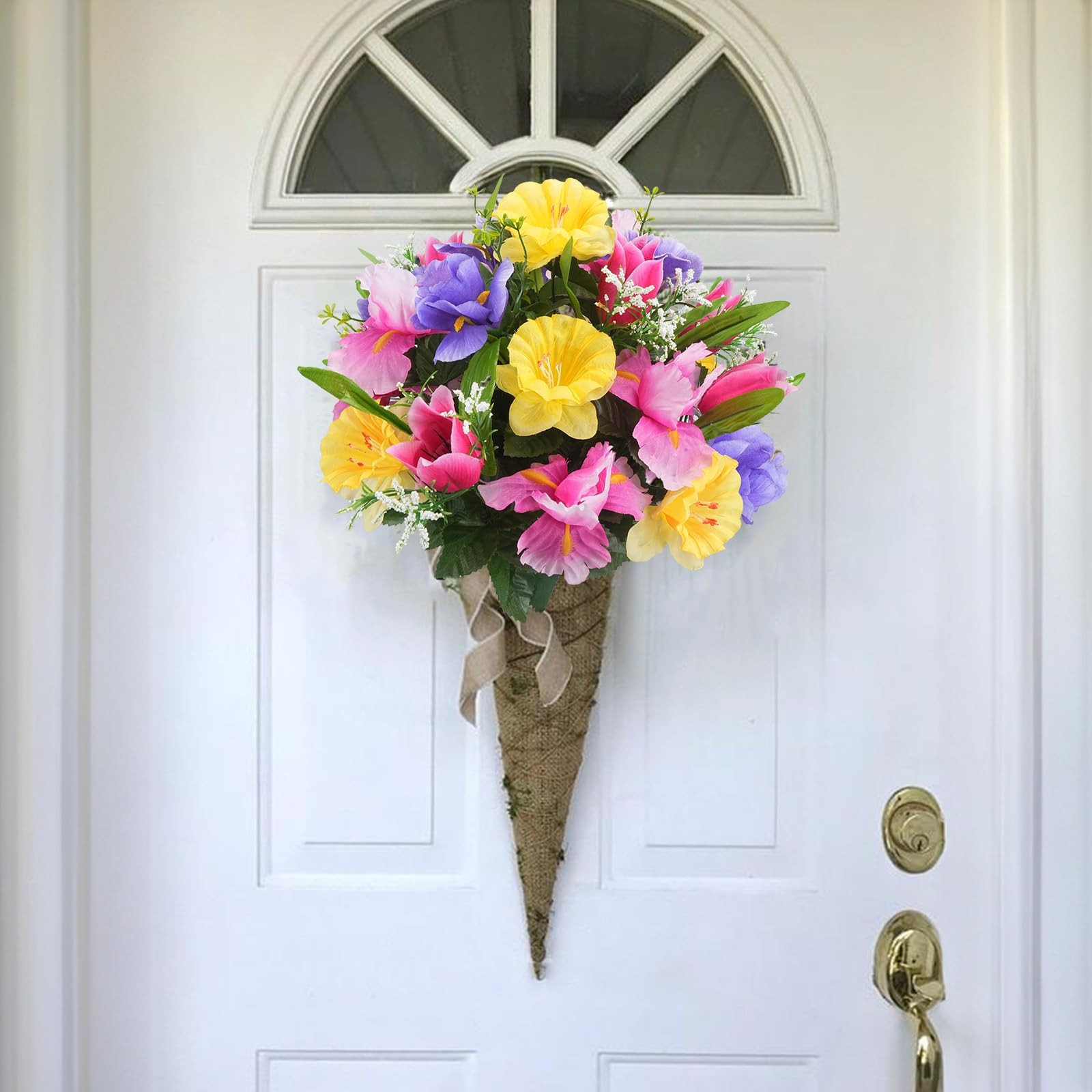HO2NLE 14 Stems Artificial Daffodils Flowers Bouquet Mixed Fake Tulips Flower…