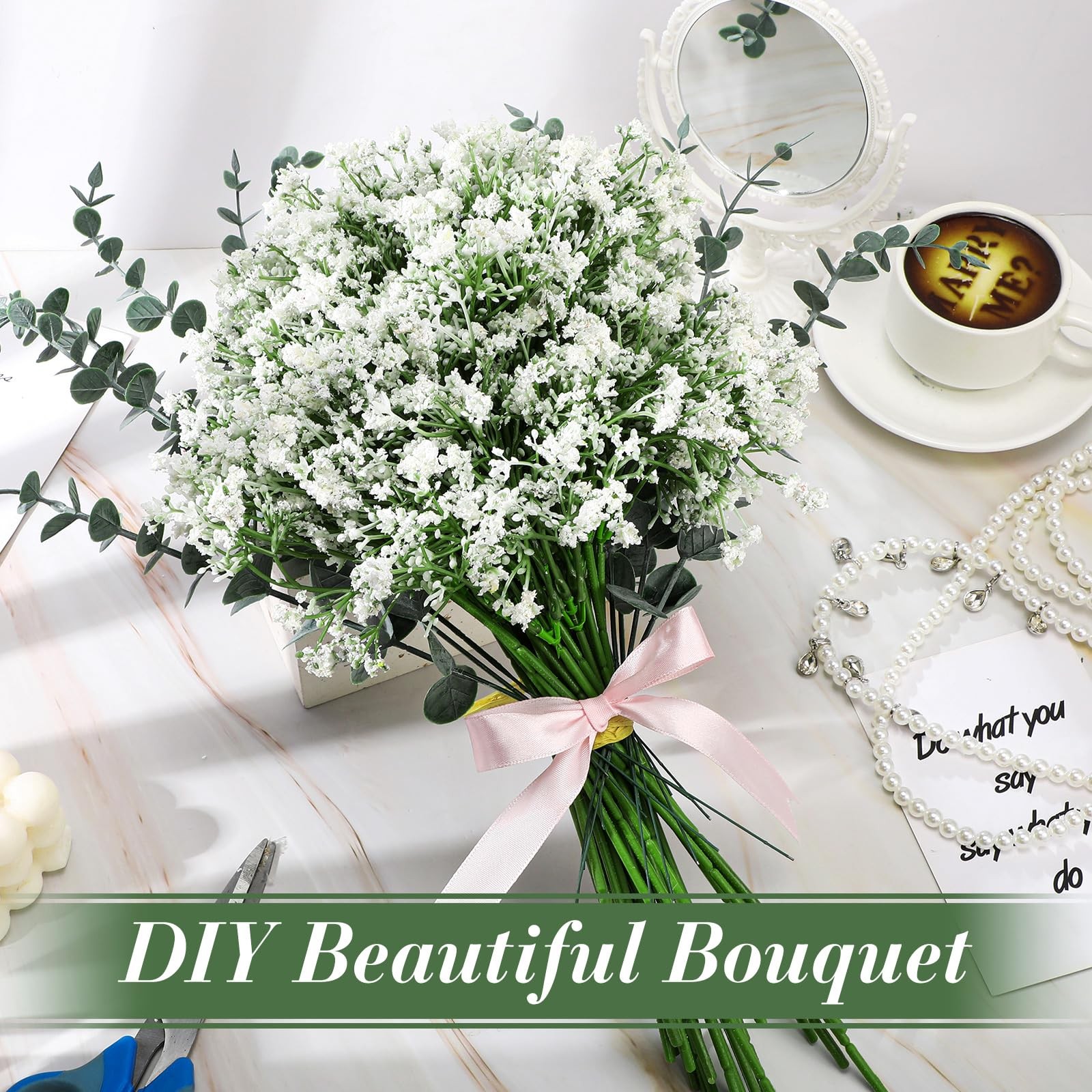 80 Pcs Babys Breath Artificial Flowers Bulk Babys Breath Flowers Gypsophila B…
