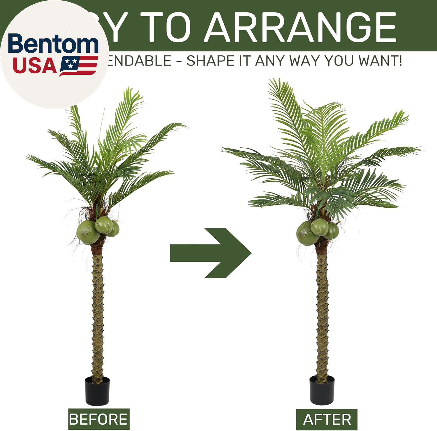 Artificial Phoenix Palm Tree 6.5FT Tall Large Faux Coconut Trees with Realistic