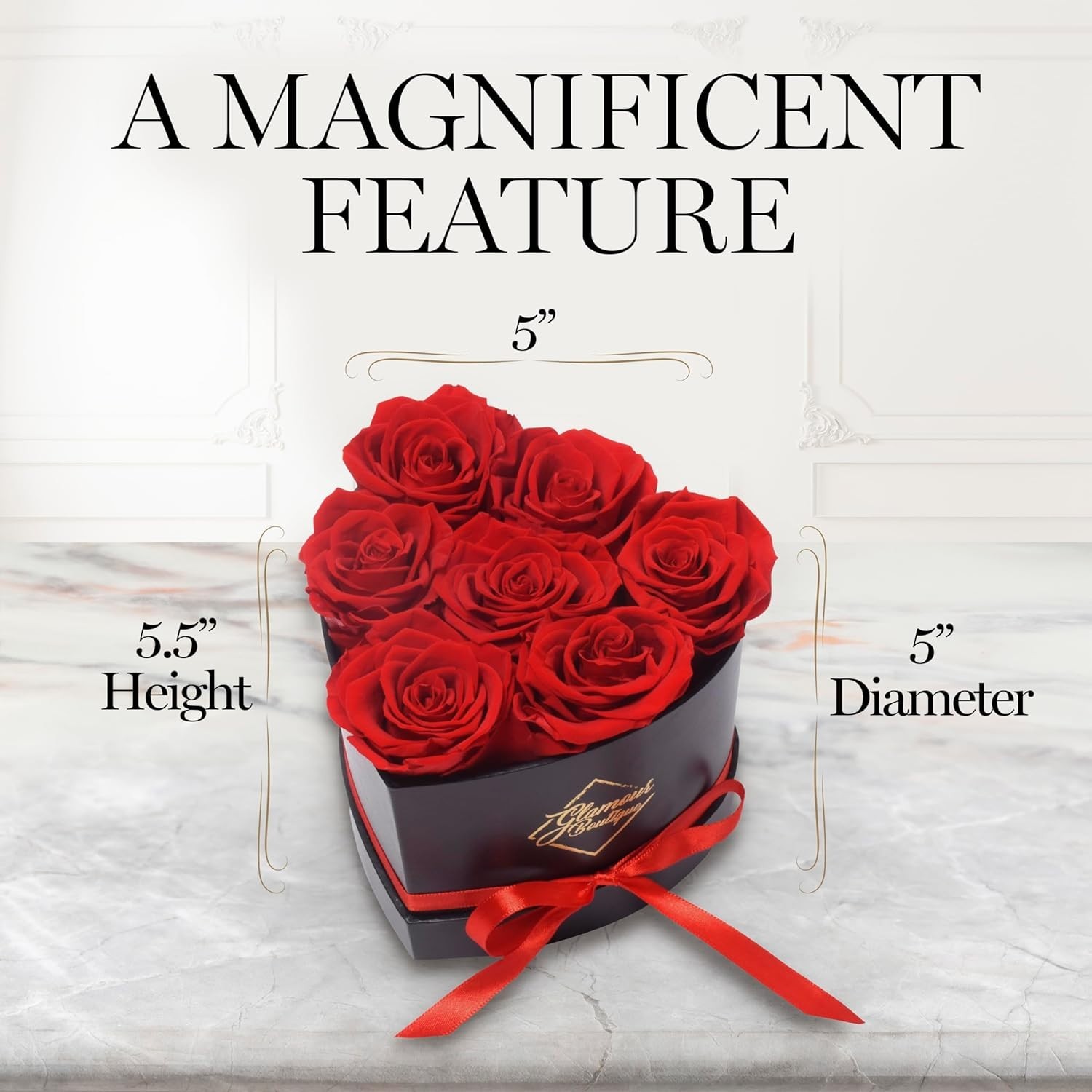 Red Heart-Shaped Box with 7 Preserved Roses – Effortless Luxury for Any Occasion