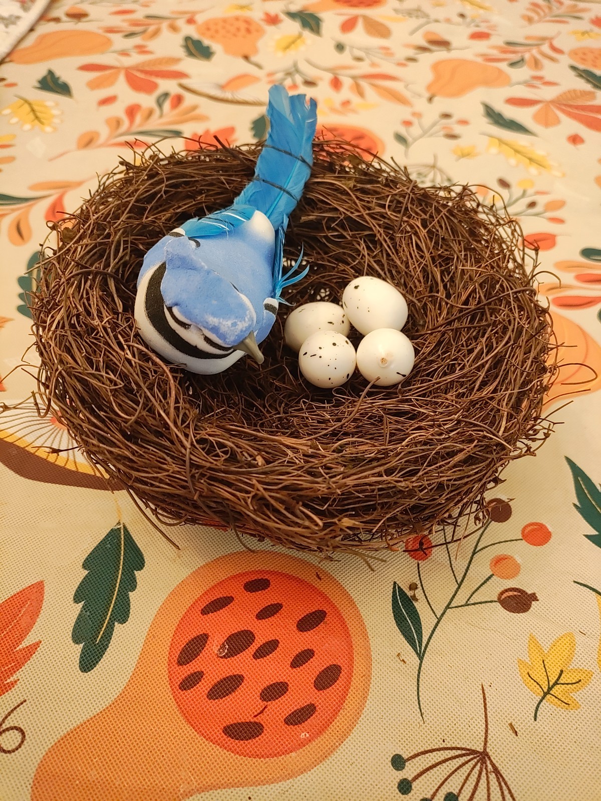 6″ Faux Artificial Bird’s Nest with 2 Bird’s & Colorful Eggs.