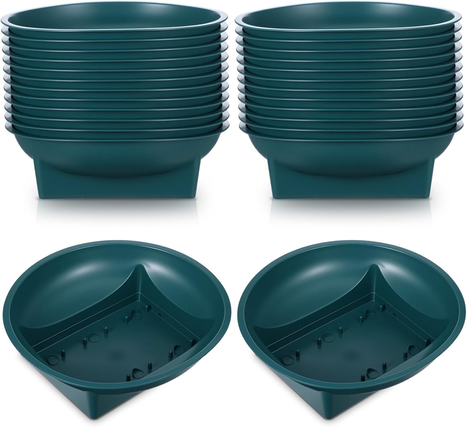 24 Pcs Green Floral Bowls Flower Arrangements Large 6.3 Inch Round Centerpieces