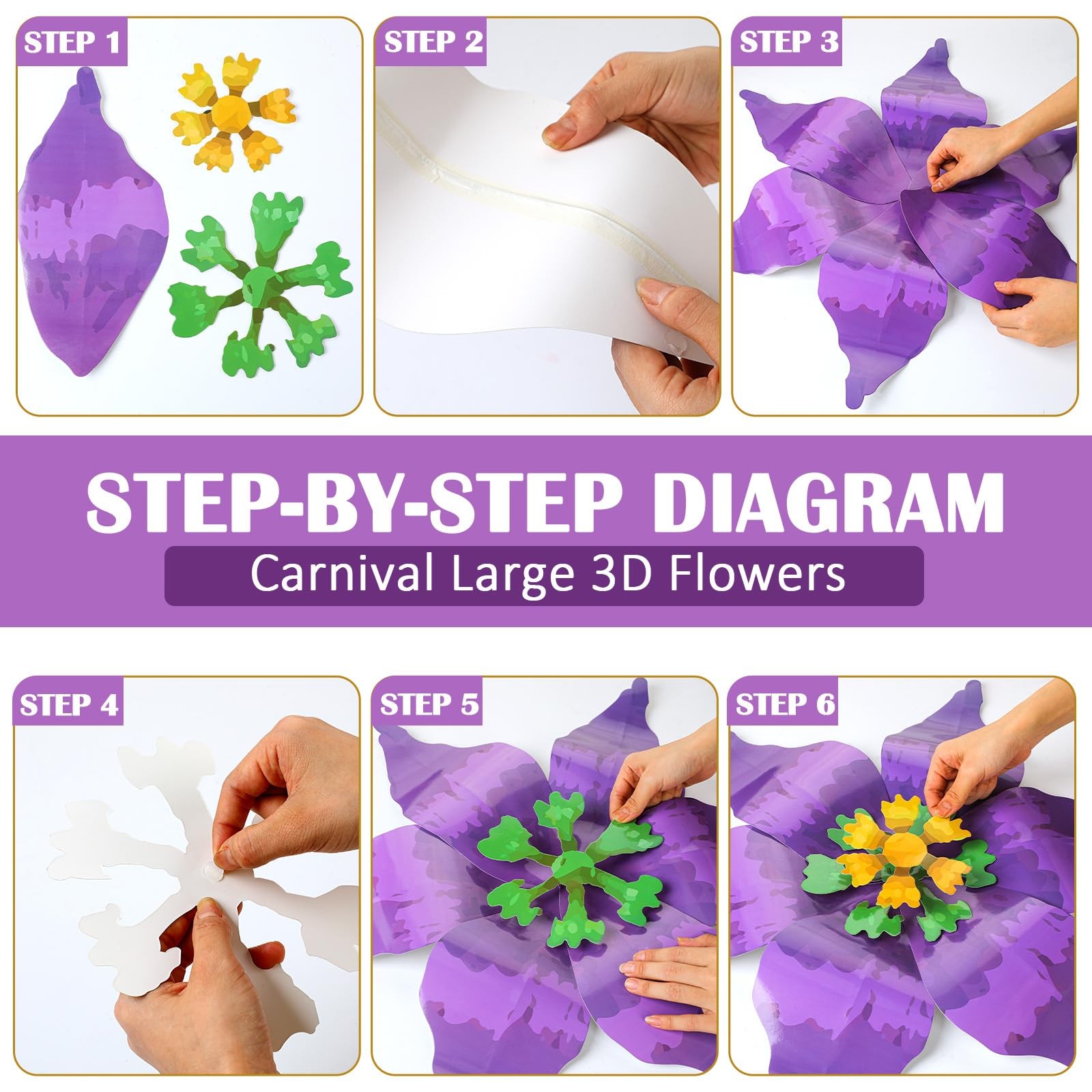 22.44 Inch Large Mardi Gras Carnival Float Flower Decoration 3D Carnival Hous…
