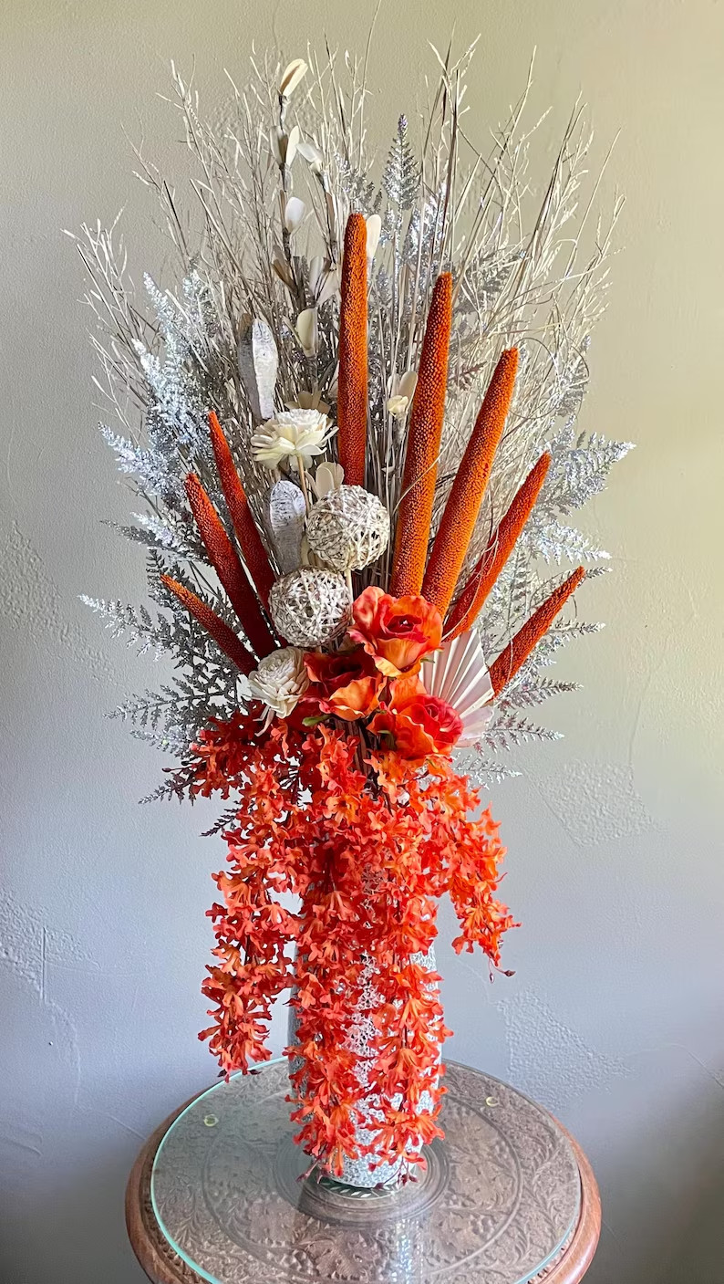 Tall Orange Wedding Centerpiece Elegant Living Dining Room Decor Bedroom Accent